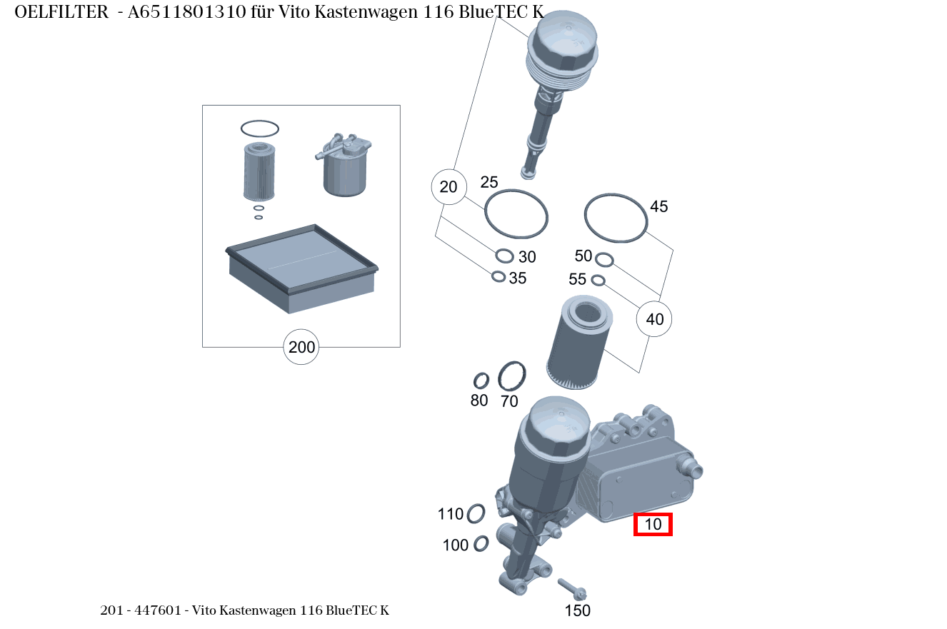 Ölfilter Vito Kastenwagen 116 BlueTEC K 201