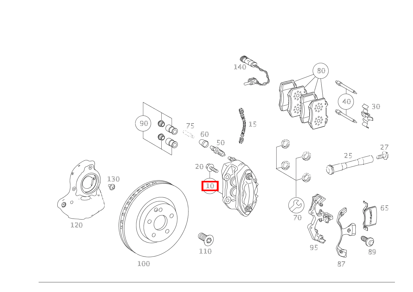 Teilesatz Bremssattel Links, ohne Belag CL 500 Coupé 4M BCA 216