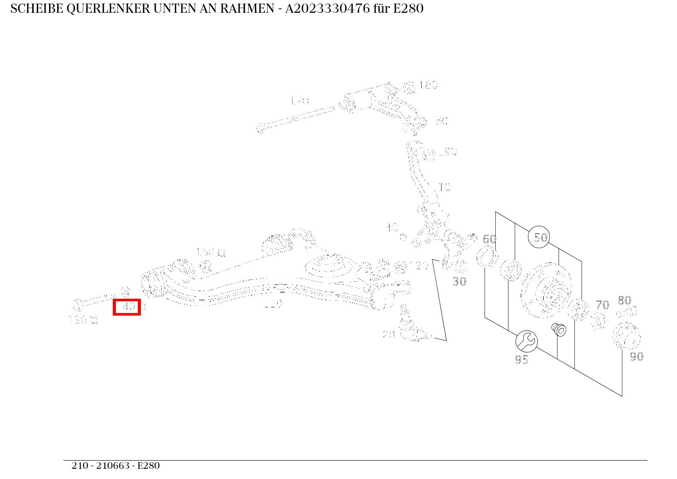 Scheibe QUERLENKER UNTEN AN RAHMEN E280 210