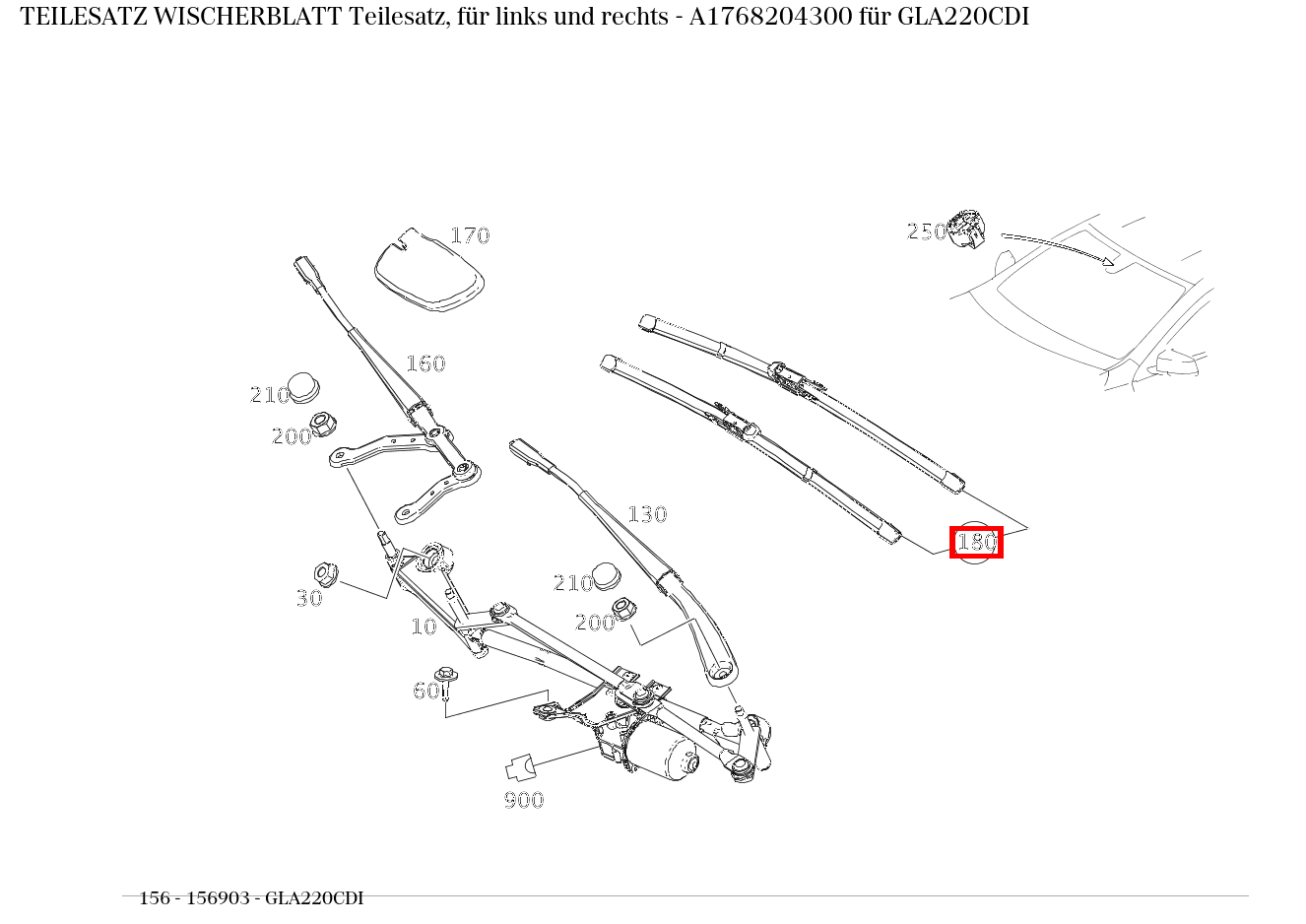 Teilesatz Wischerblatt Teilesatz, für links und rechts GLA220CDI 156