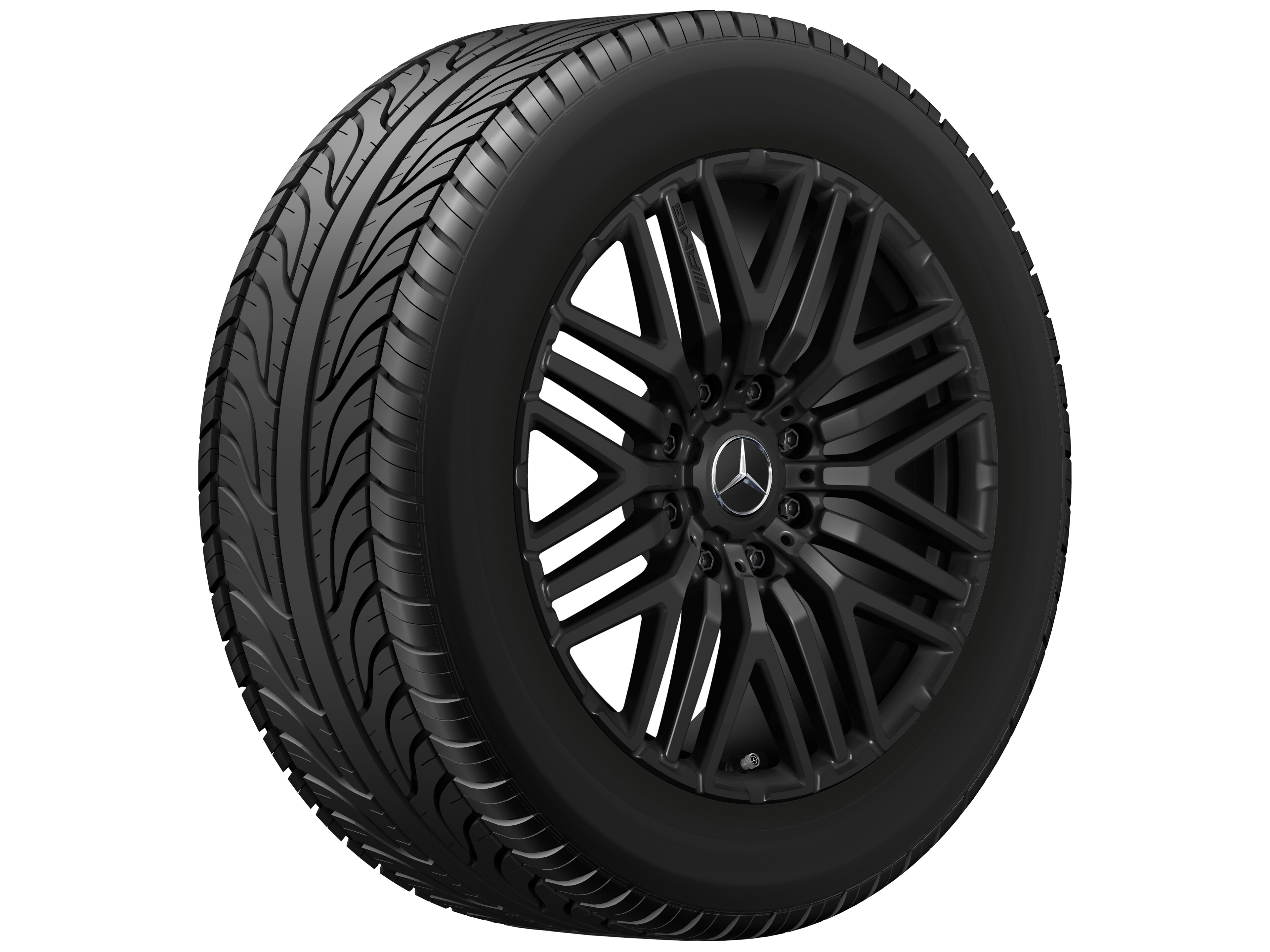 AMG Schmiederad im Kreuzspeichen-Design, 55,9 cm (22 Zoll) 9,5 J x 22 ET 60, schwarz matt