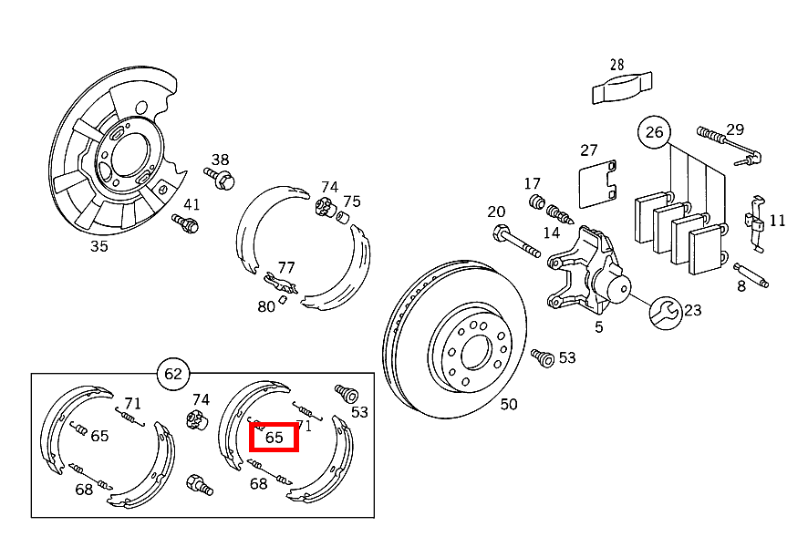 Zugfeder BREMSBACKEN AN ABDECKBLECH S 350 Turbodiesel 140