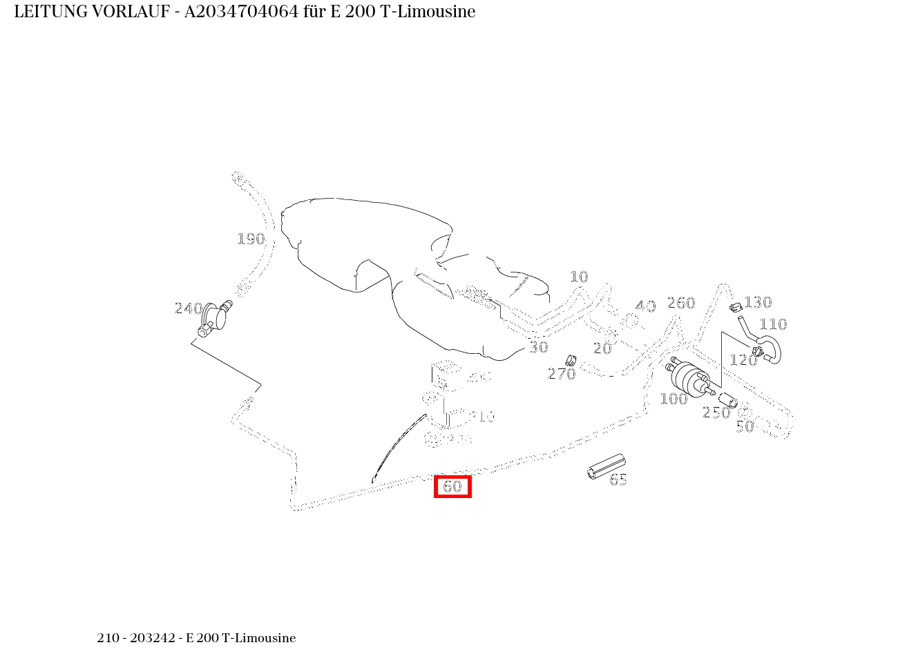 Leitung VORLAUF E 200 T-Limousine 210 Leitung VORLAUF E 200 T-Limousine 210