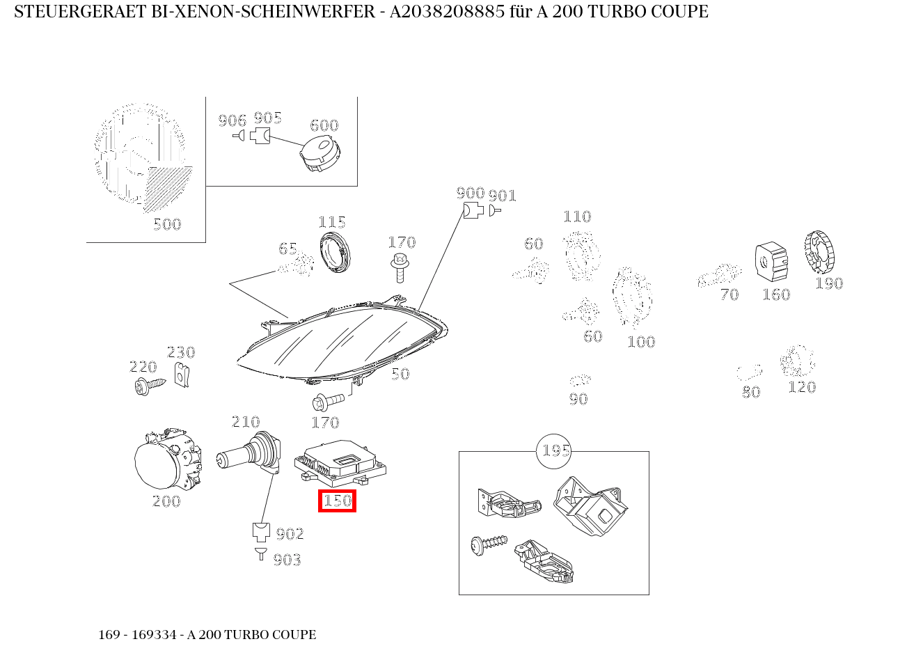 STEUERGERAET BI-XENON-SCHEINWERFER A 200 TURBO COUPE 169