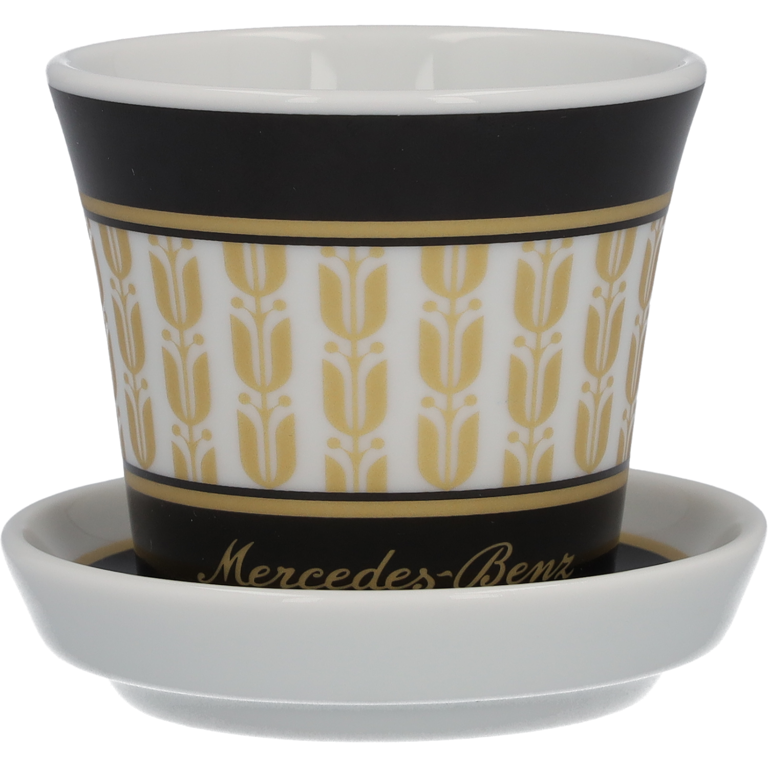 Espressotassen Set, 90 ml, 4-teilig, schwarz/weiß/goldfarben, Porzellan