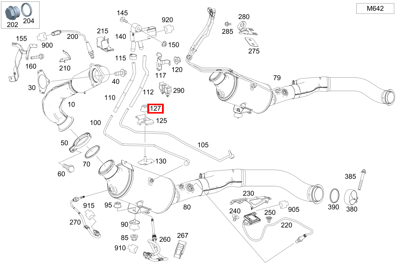 Mutter Halter an Druckleitung; M5 ML/GLE 350 BT/D 4M 642826 292