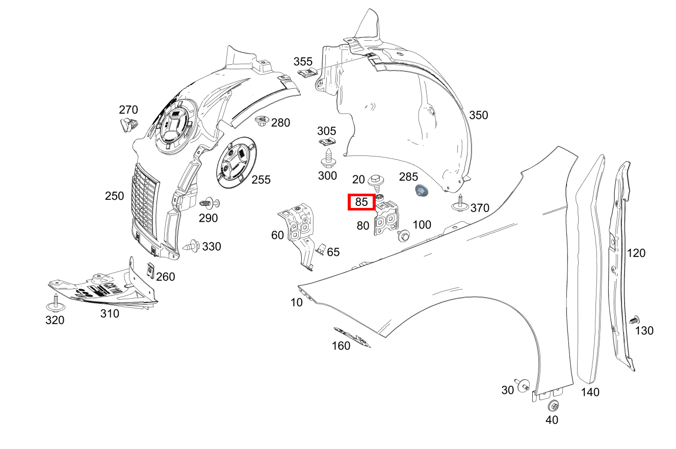 STANZMUTTER Halter rechts; M6 Mercedes-AMG CLA 35 4MATIC Coupé 177 STANZMUTTER Halter rechts; M6 Mercedes-AMG CLA 35 4MATIC Coupé 177