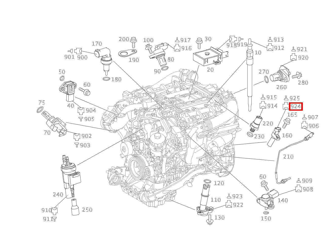 Stecker Positionsgeber Kurbelwelle L5; 3-PIN SLK2.8 S 450 CDI Limousine lang 221