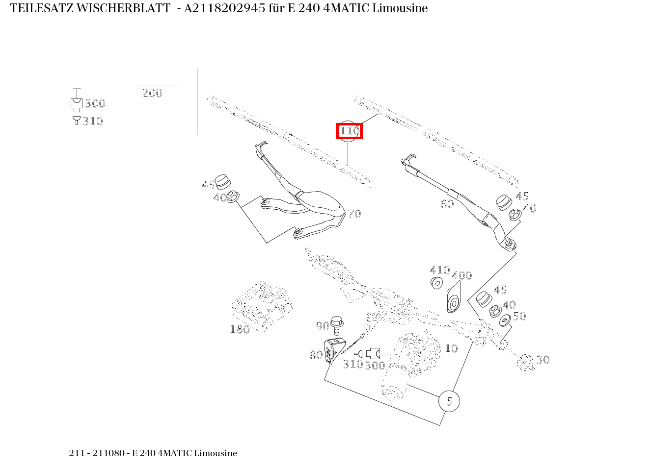 Teilesatz Wischerblatt E 240 4MATIC Limousine 211