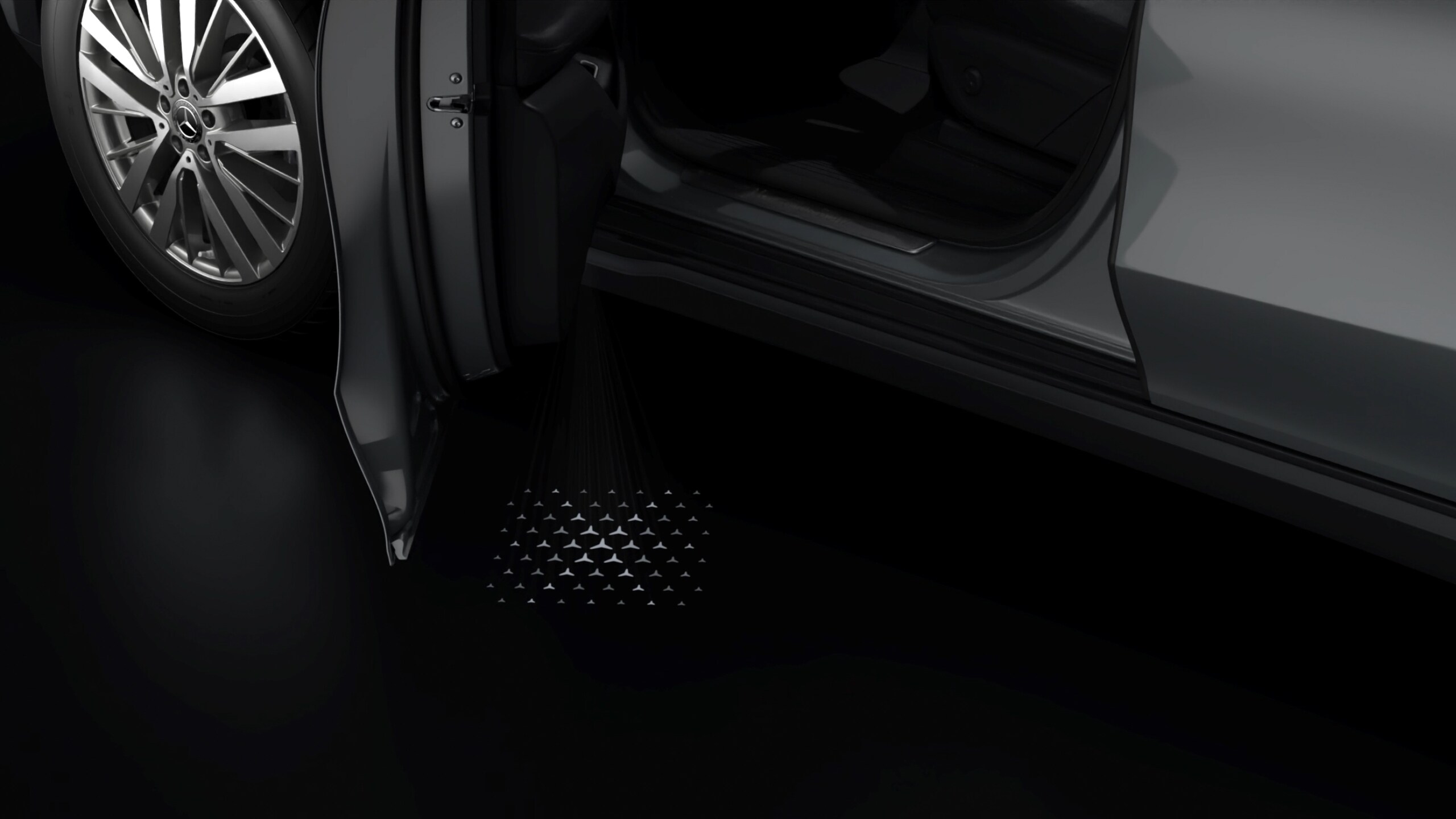 LCD-Projektor, mit animiertem Mercedes-Benz Pattern