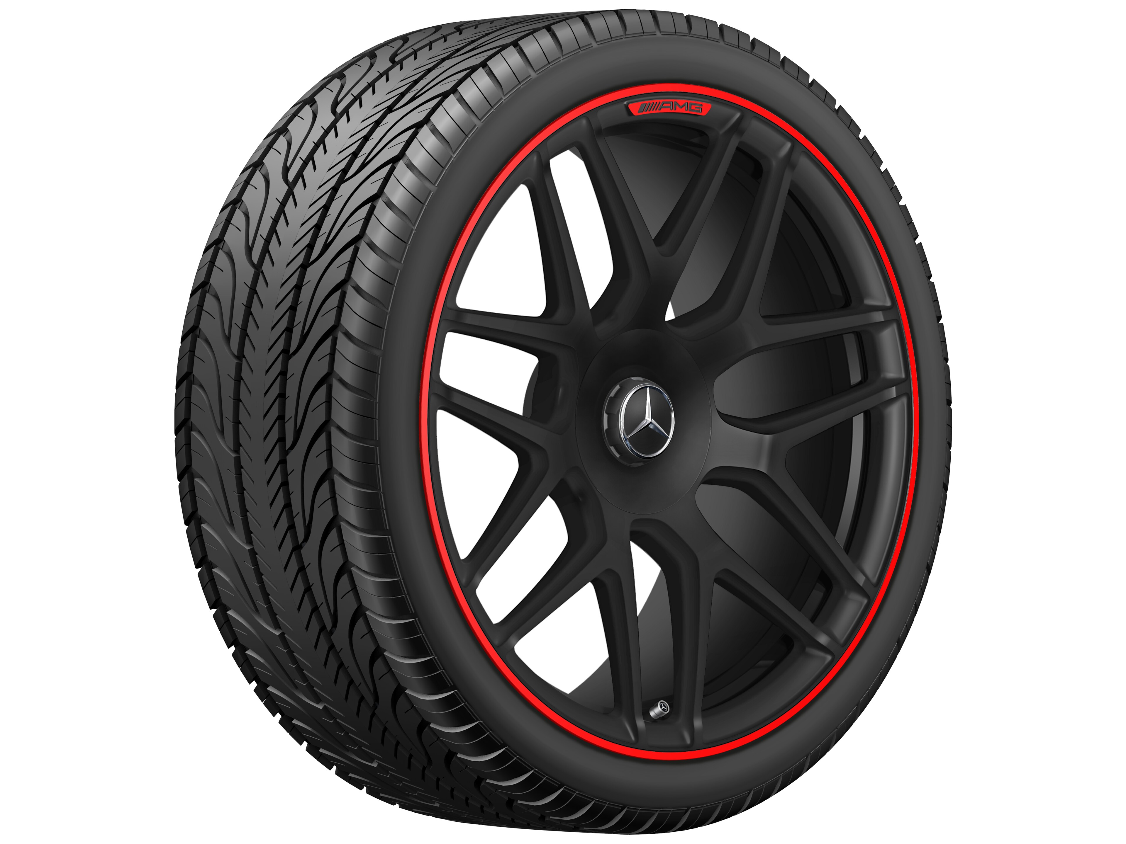 AMG Schmiederad 22 Zoll, Felgenhorn rot lackiert 10 J x 22 ET 36, schwarz matt