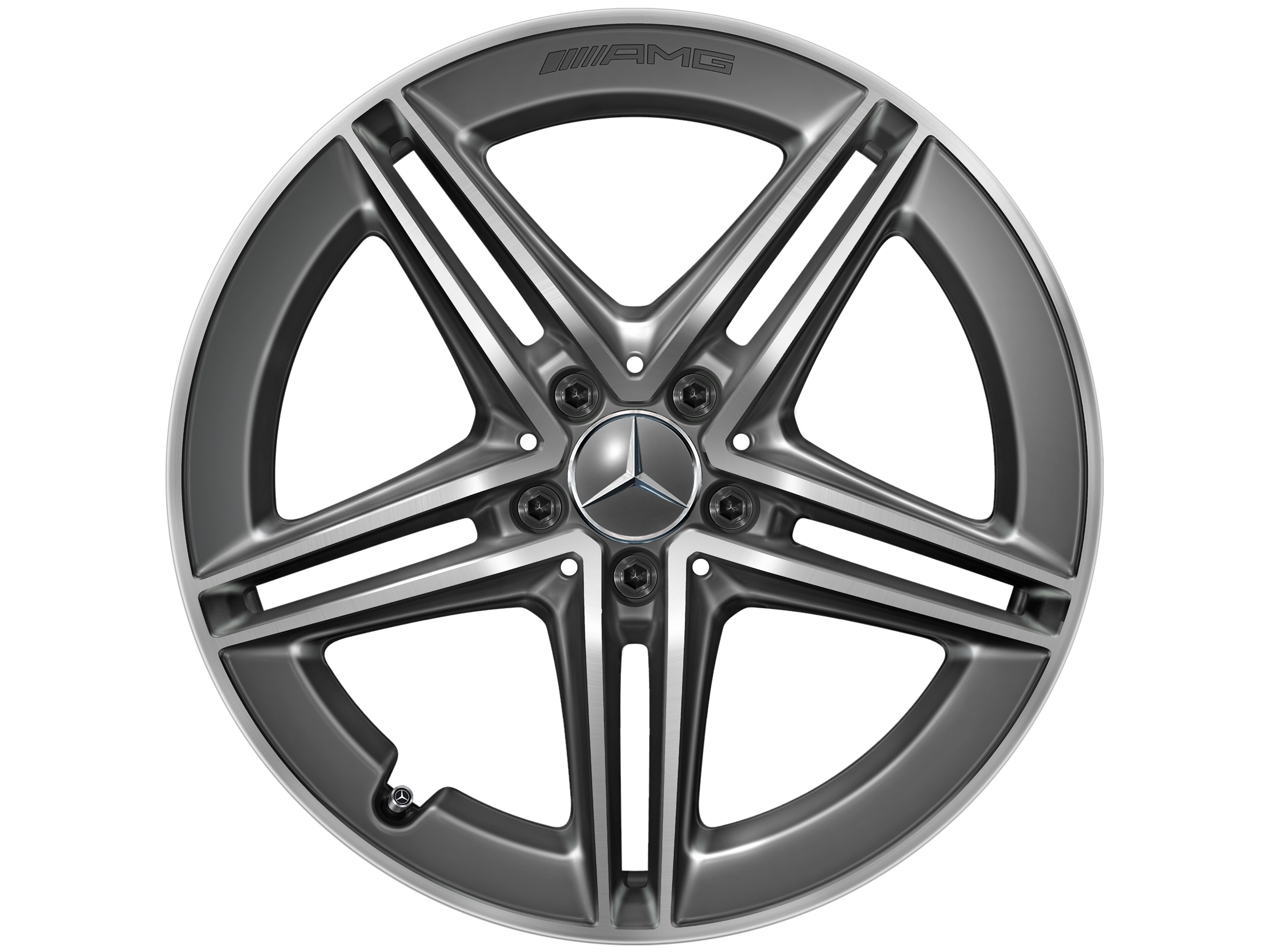 Mercedes-Benz - AMG 5-Doppelspeichen-Rad, 48,3 cm (19 Zoll), glanzgedreht 8,5 J x 19 ET 46, tantalgrau