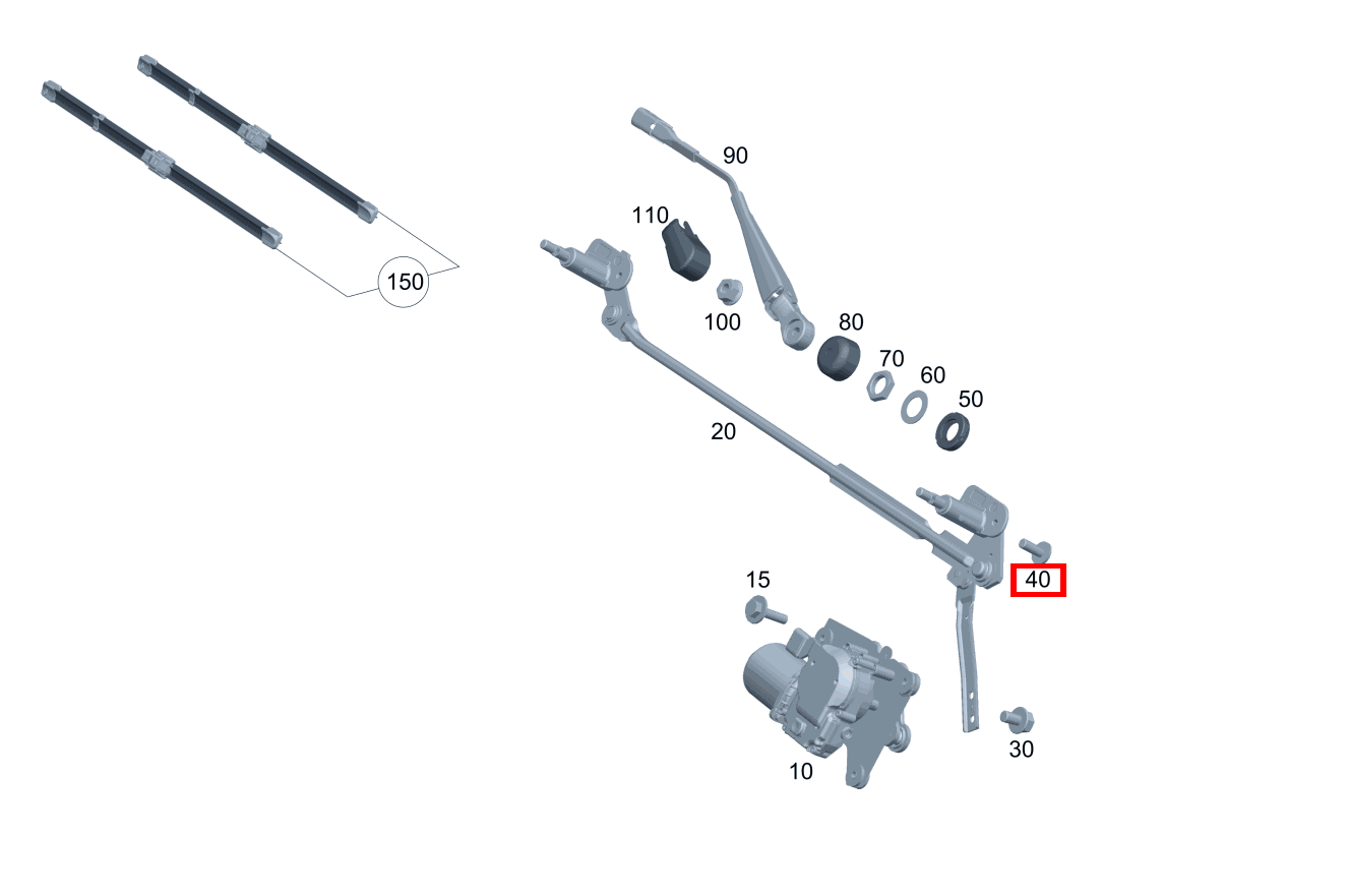 Sechsrundschraube Wischerachse links und rechts; M6X16 GLE 167, E  