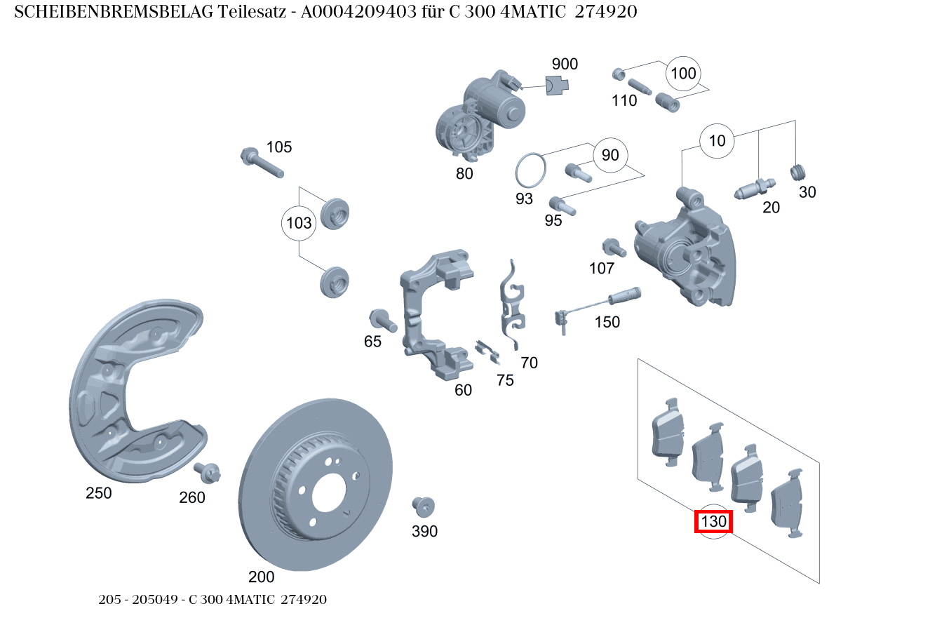Scheibenbremsbelag Teilesatz C 300 4MATIC 274920 205