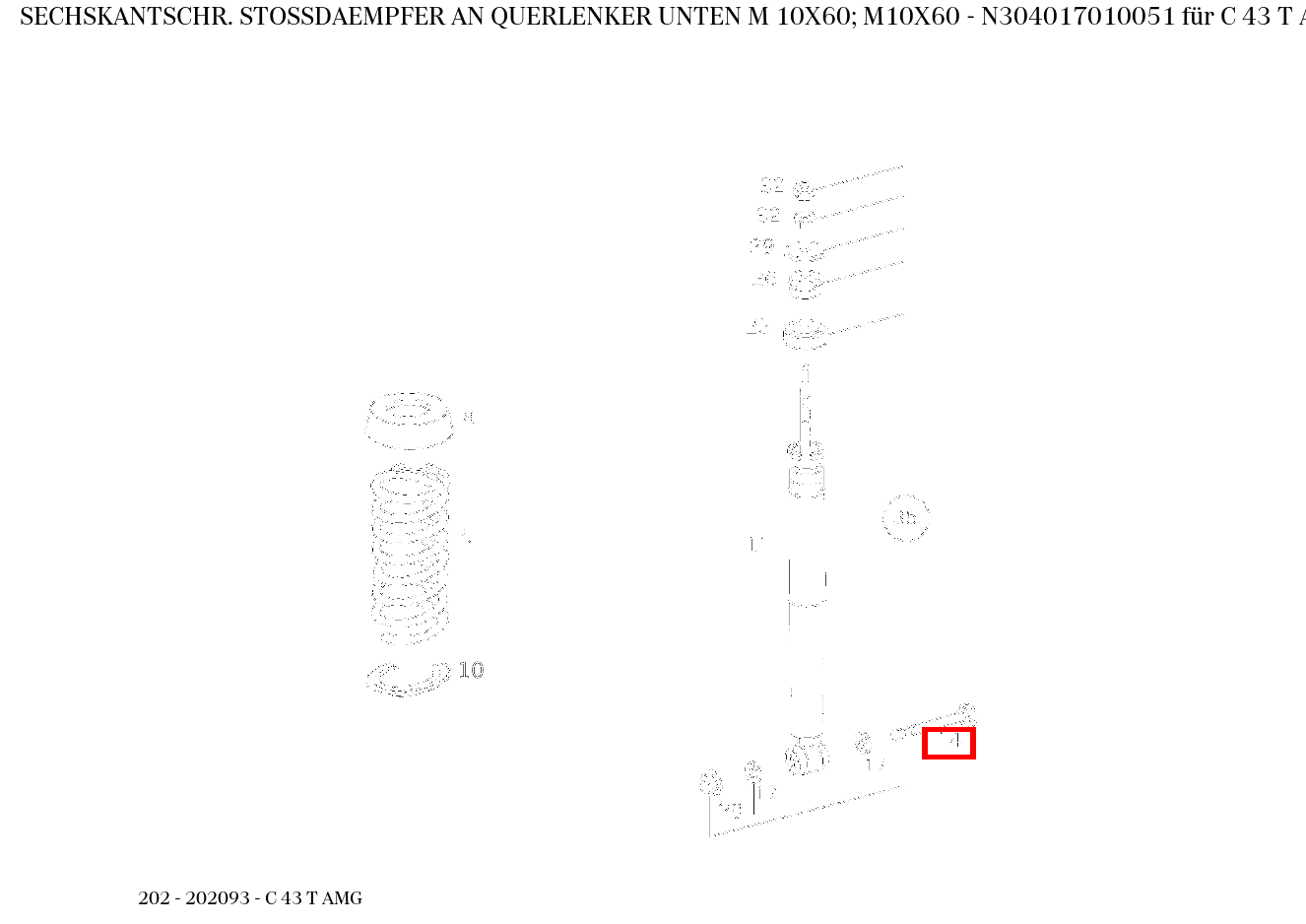 Sechskantschraube STOSSDAEMPFER AN QUERLENKER UNTEN M 10X60; M10X60 C 43 T AMG 202