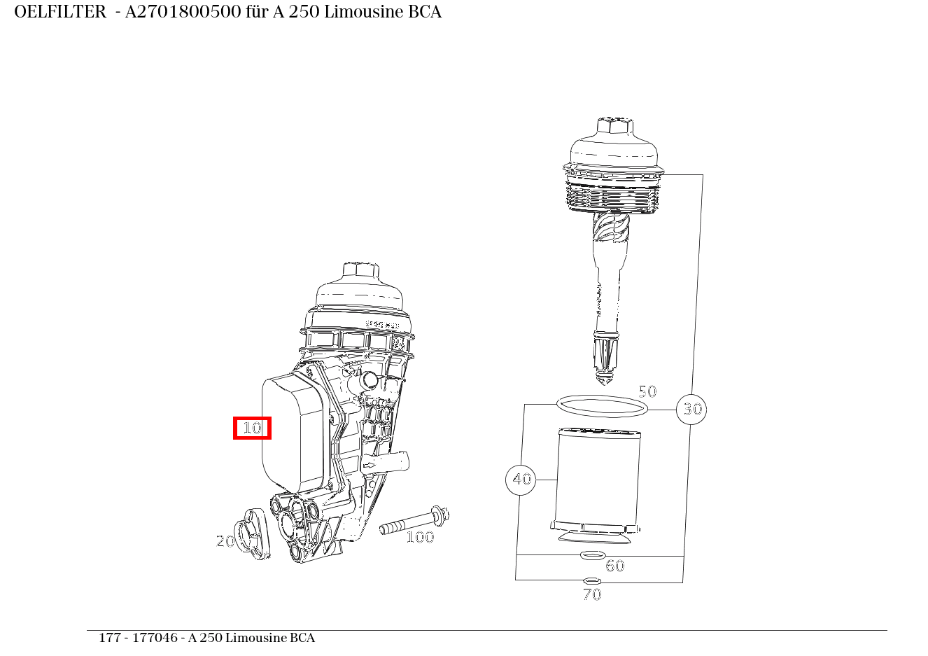 Ölfilter A 250 Limousine BCA 177 Ölfilter A 250 Limousine BCA 177