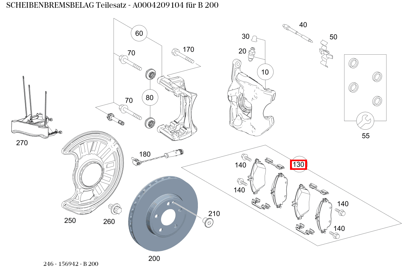 Scheibenbremsbelag Teilesatz B 200 246 Scheibenbremsbelag Teilesatz B 200 246