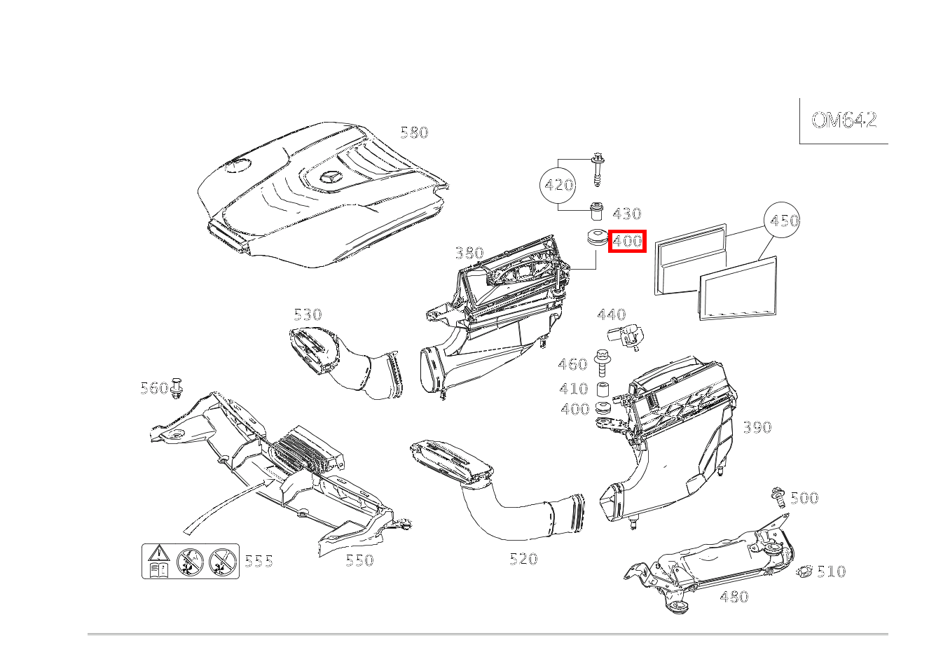 Gummipuffer Befestigung Luftfiltergehäuse rechts vorn und hinten E 350 d 4MATIC Cabriolet 238