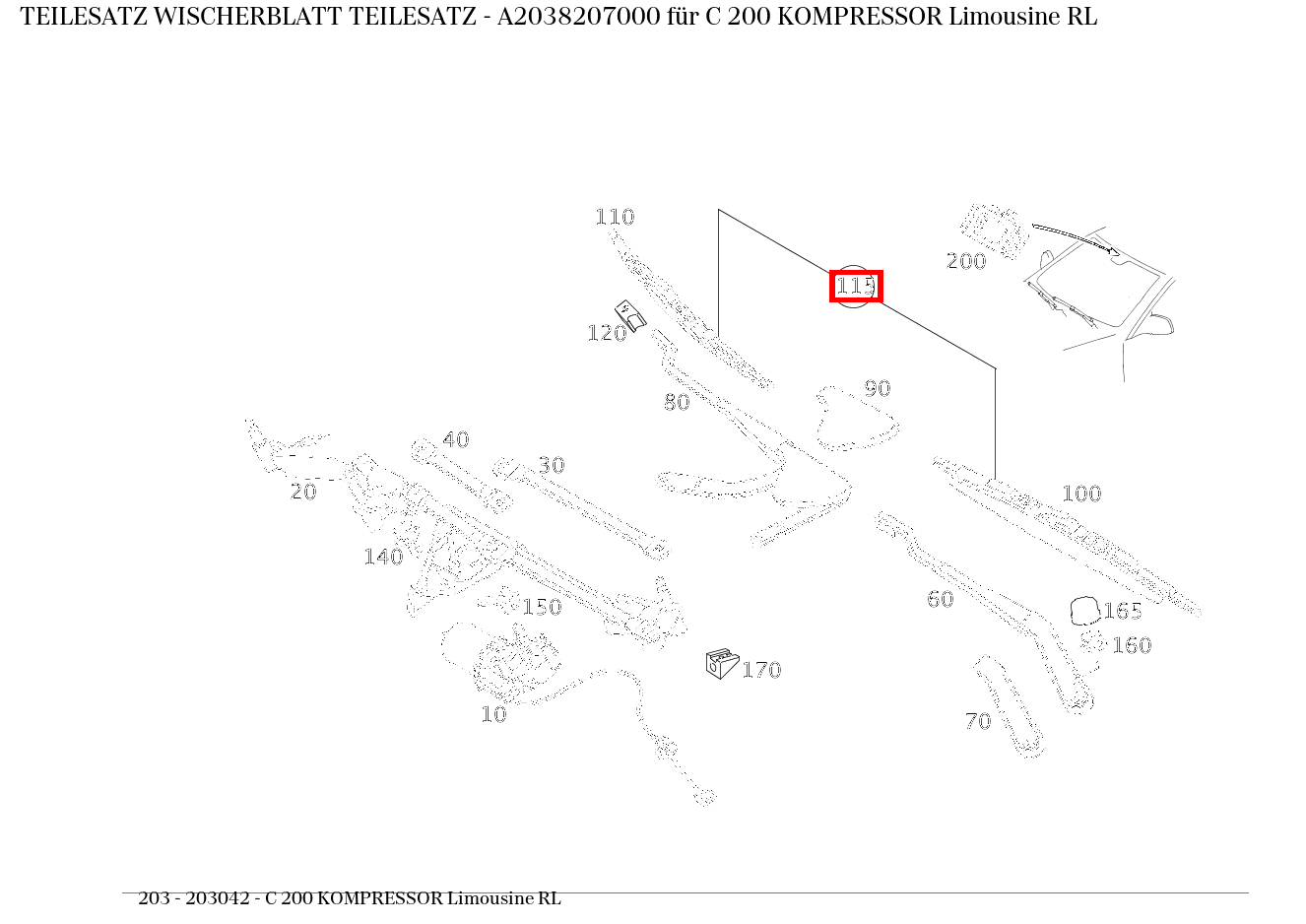Teilesatz Wischerblatt TEILESATZ C 200 KOMPRESSOR Limousine RL 203