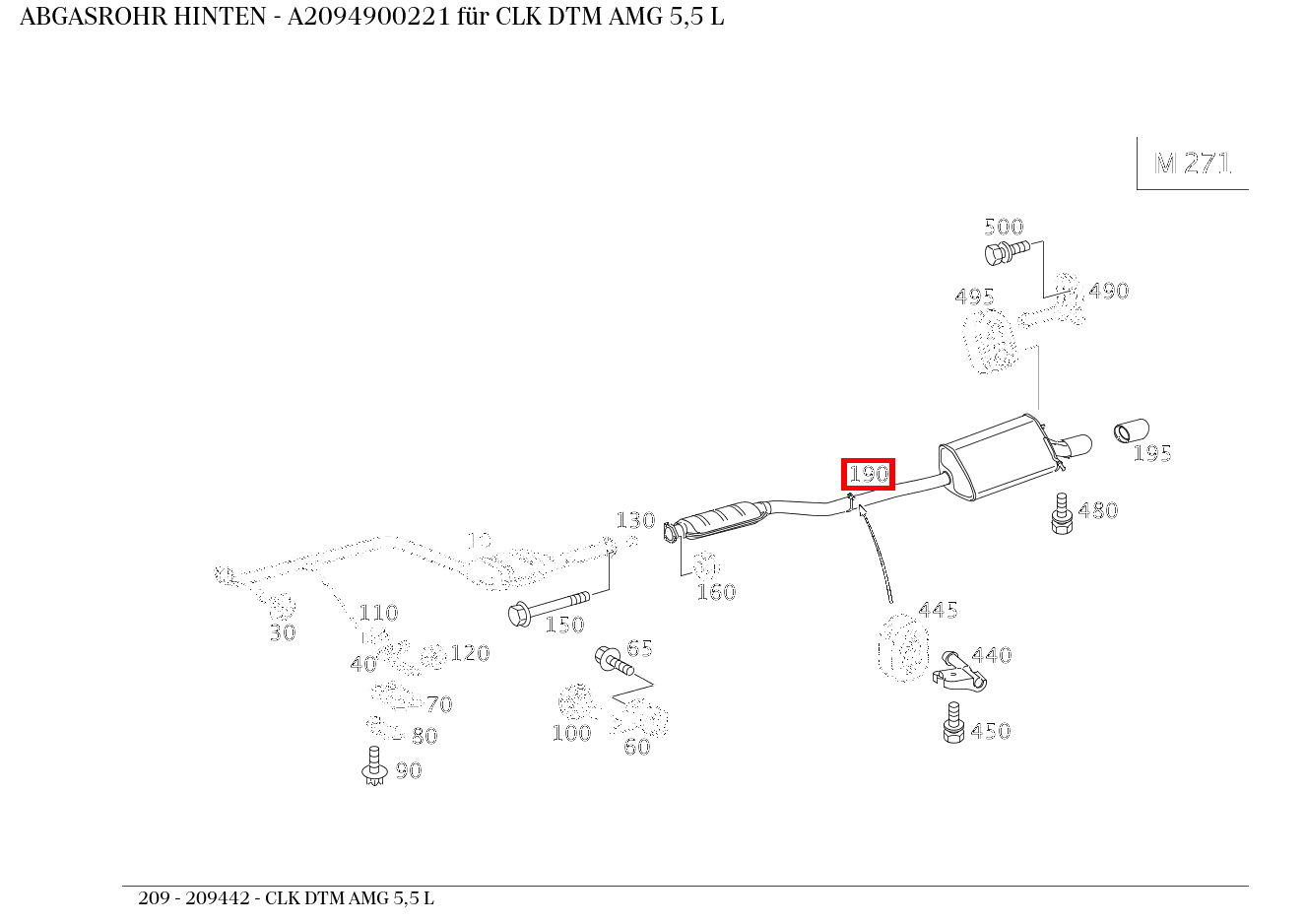 Abgasrohr HINTEN CLK DTM AMG 5,5 L 209