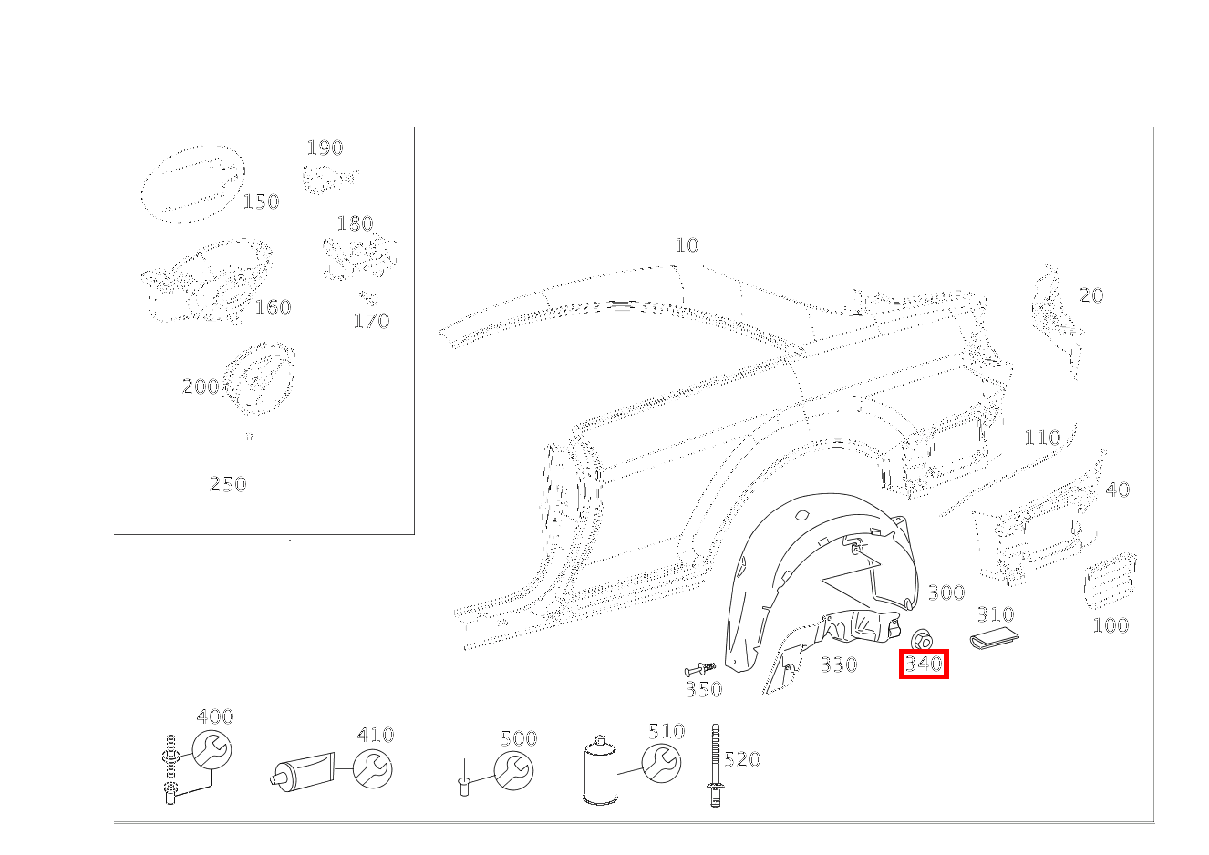 KUNSTSTOFFMUTTER BEFESTIGUNG ABDECKUNG CL500 4M BE 216