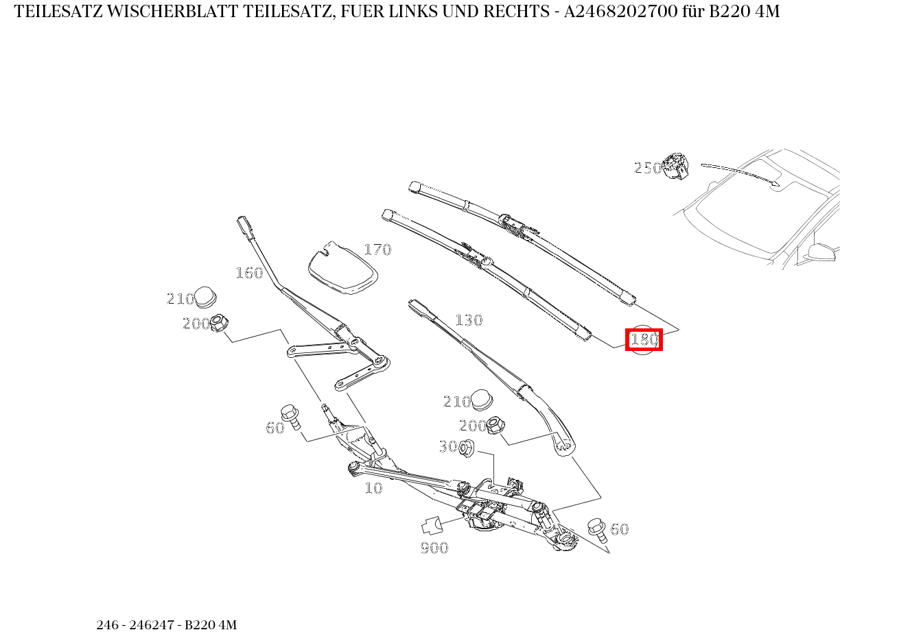 Teilesatz Wischerblatt TEILESATZ, FUER LINKS UND RECHTS B220 4M 246