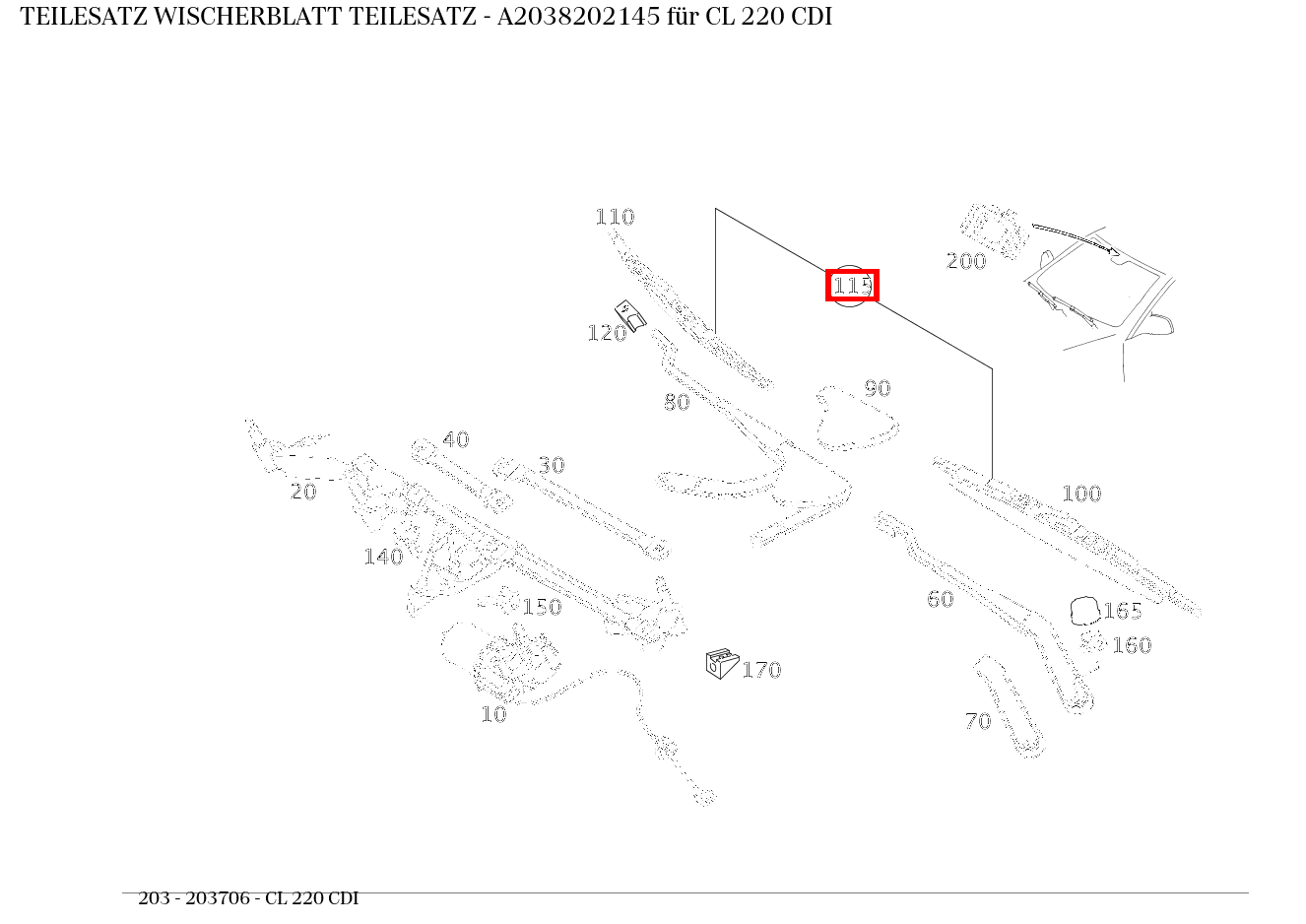 Teilesatz Wischerblatt TEILESATZ CL 220 CDI 203 Teilesatz Wischerblatt TEILESATZ CL 220 CDI 203