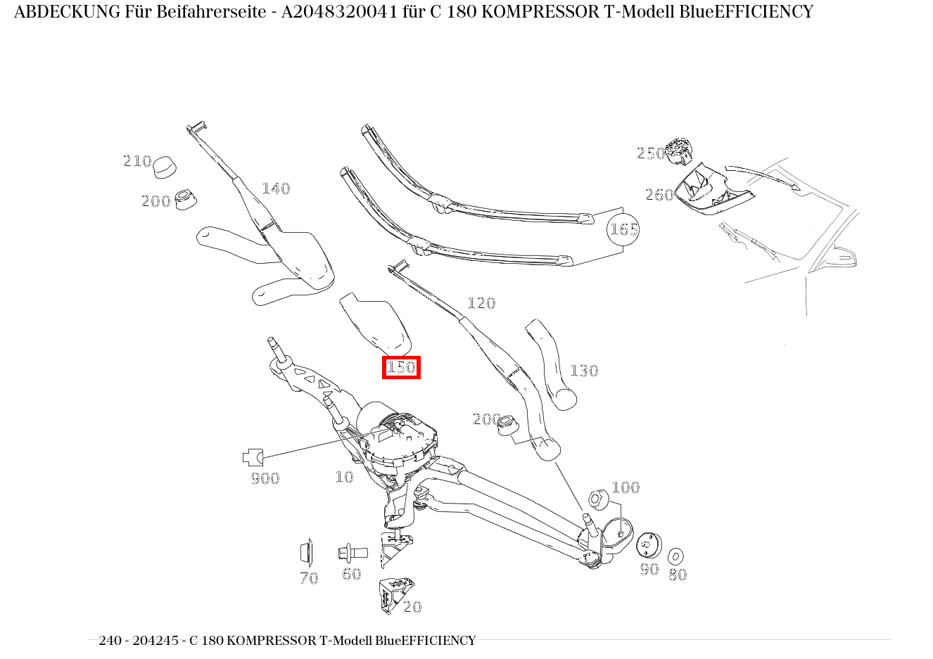 Abdeckung Für Beifahrerseite C 180 KOMPRESSOR T-Modell BlueEFFICIENCY 240