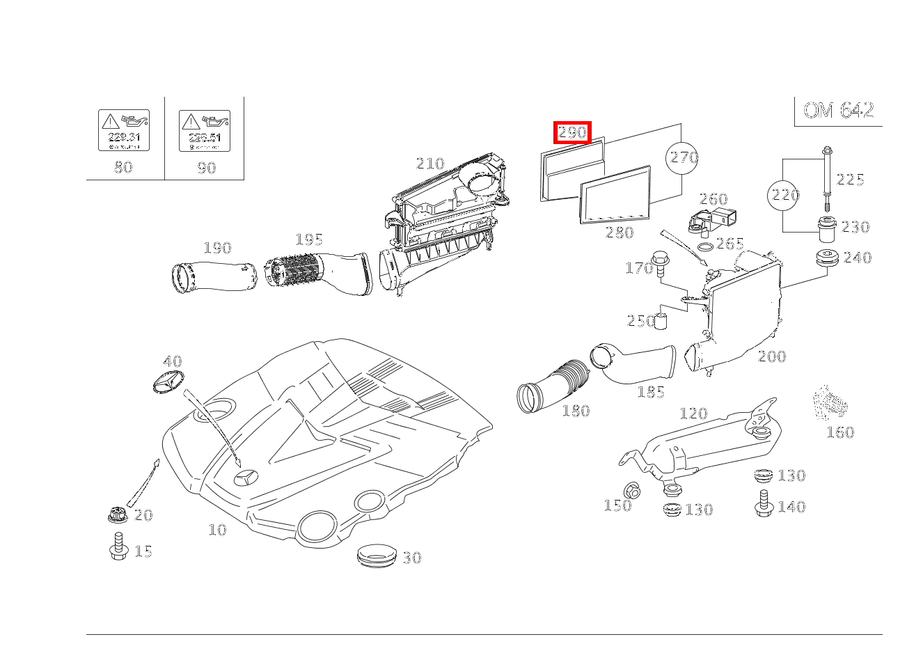 Luftfiltereinsatz RECHTS R280CDI 251 Luftfiltereinsatz RECHTS R280CDI 251