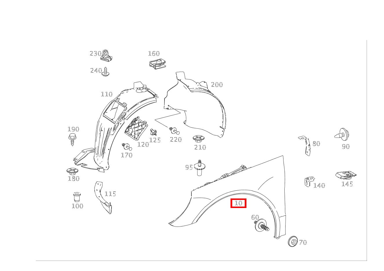Kotflügel Vorne RECHTS R 500 L 251 Kotflügel Vorne RECHTS R 500 L 251