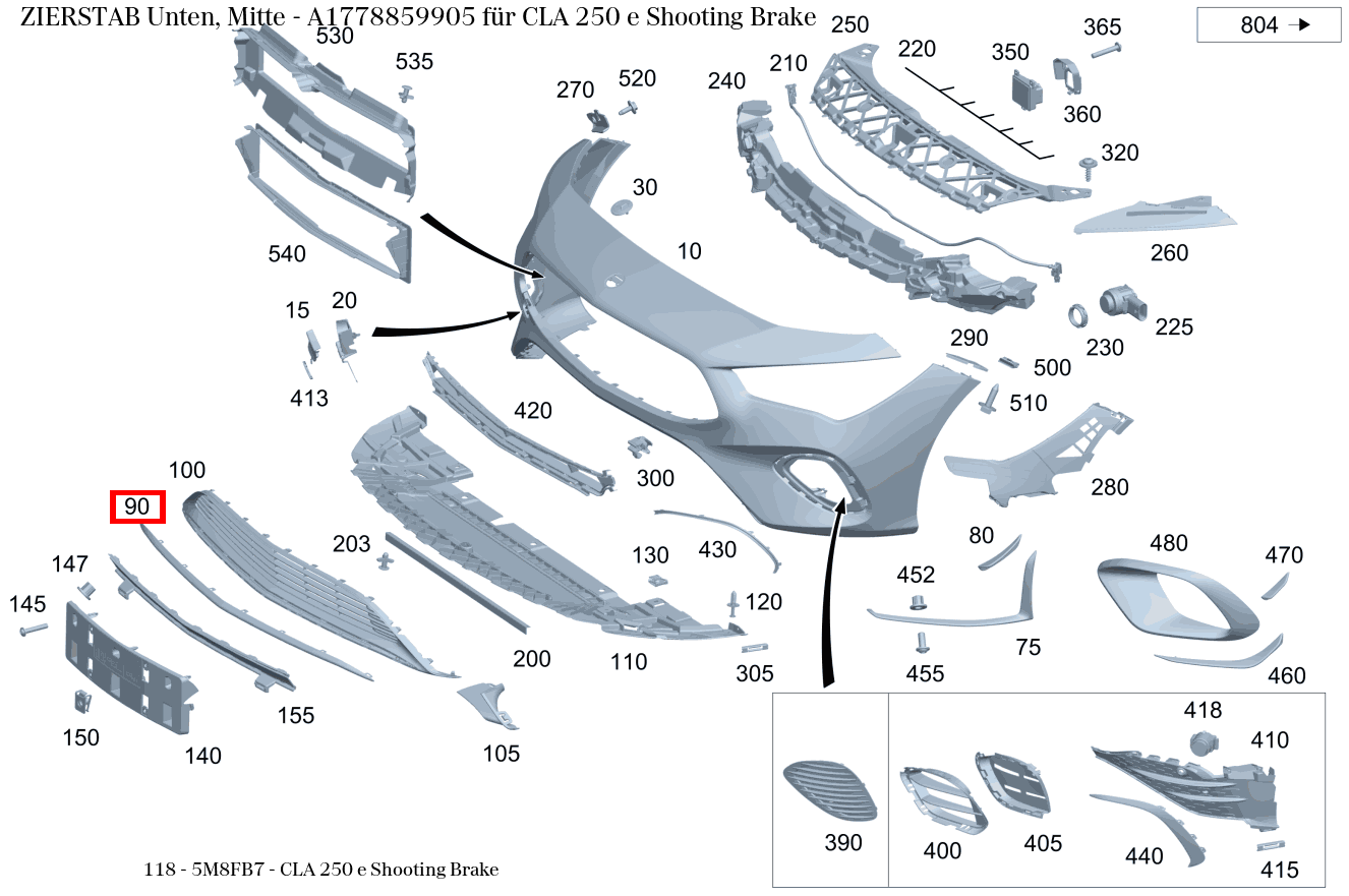 Zierstab Unten, Mitte für CLA 118, A 177-Klasse kaufen