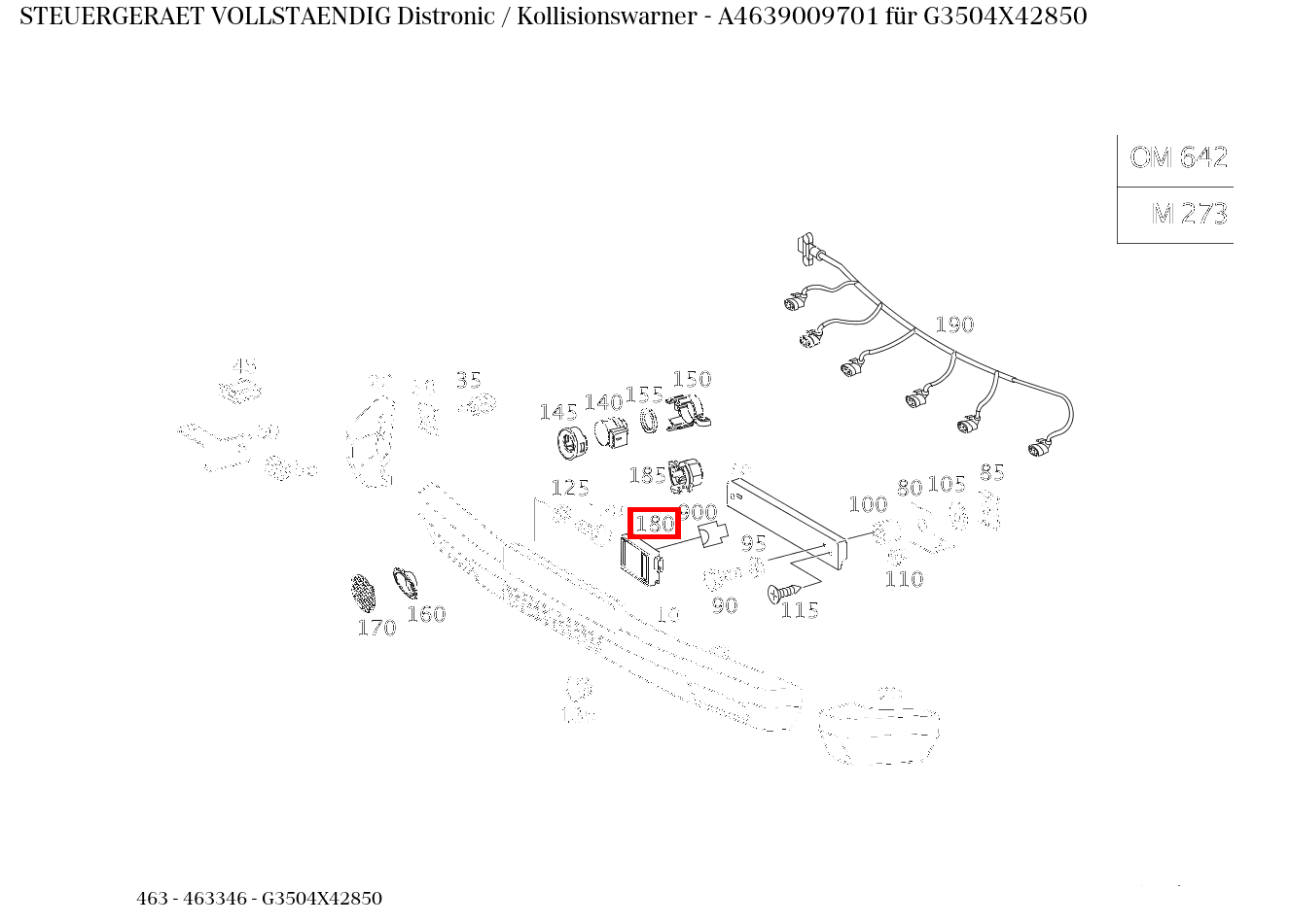 Steuergerät vollständig Distronic / Kollisionswarner G3504X42850 463 Steuergerät vollständig Distronic / Kollisionswarner G3504X42850 463