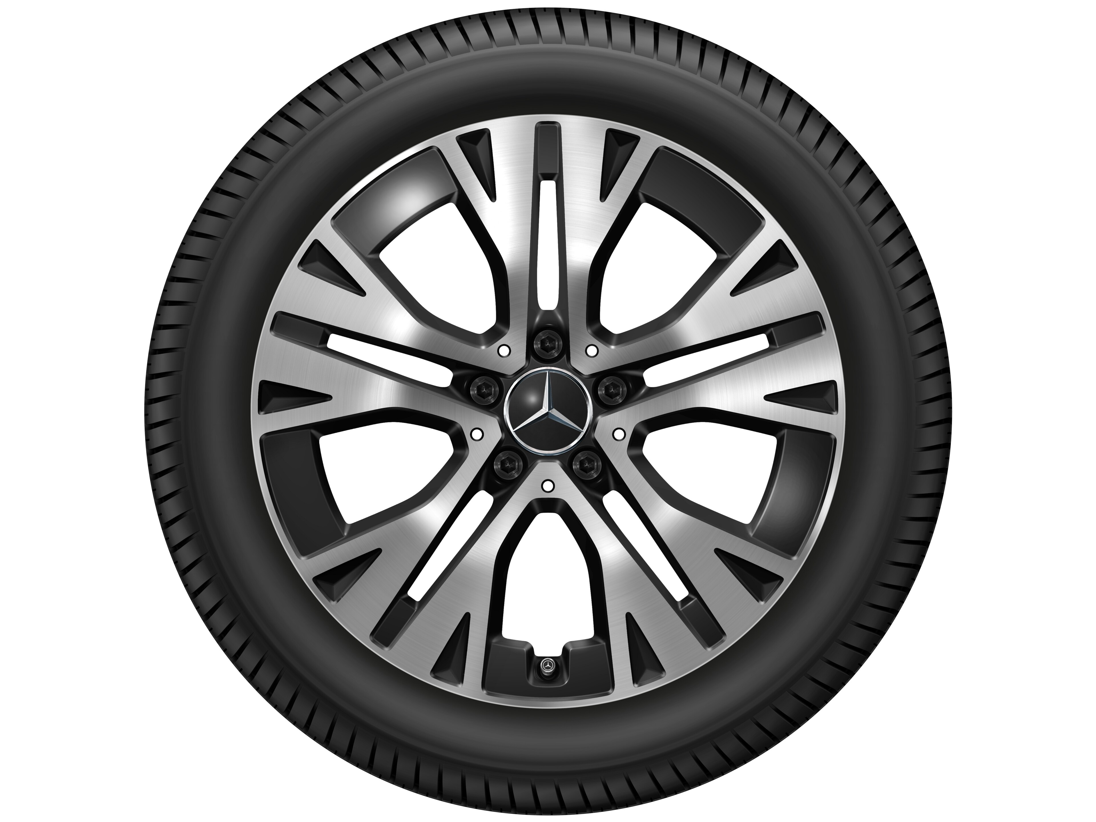 Mercedes-Benz - 5-Doppelspeichen-Rad, 18 Zoll 7,5 J x 18 ET 53, schwarz, glanzgedreht