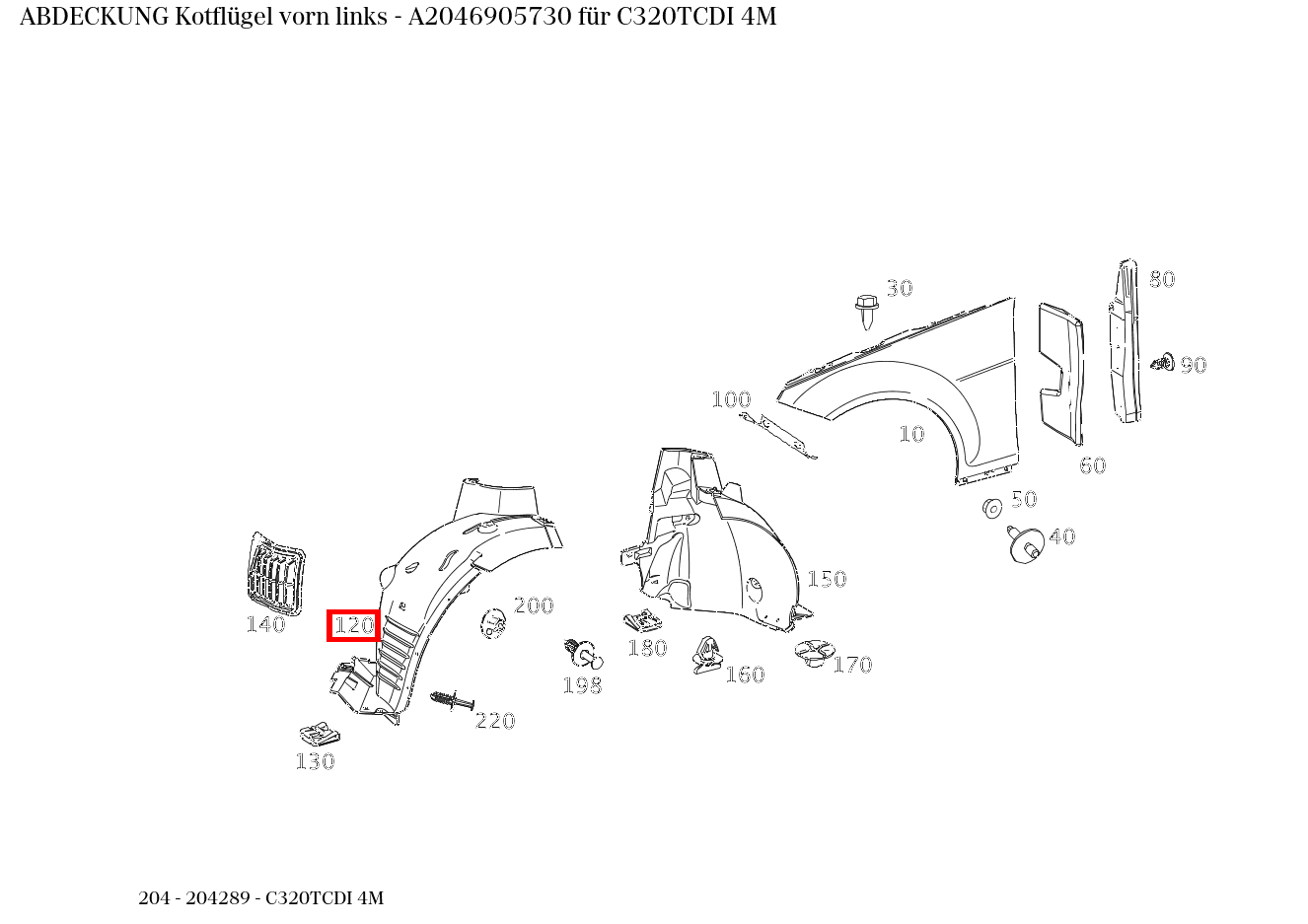 Abdeckung Kotflügel vorn links C320TCDI 4M 204
