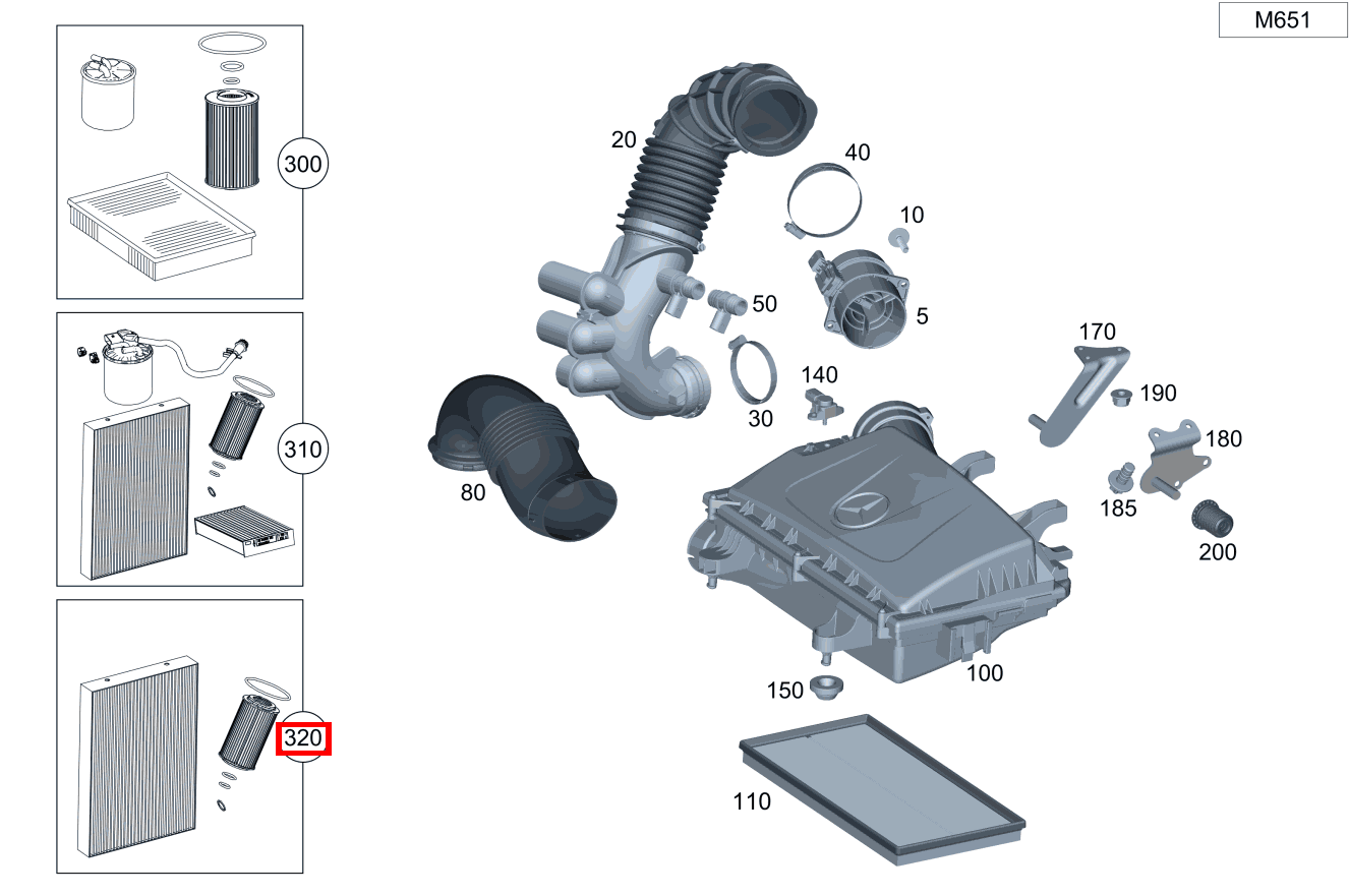 TEILESATZ FILTER MOTOR Vito Kastenwagen 116 BlueTEC K 201
