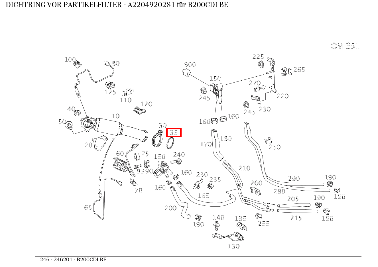 Dichtring VOR PARTIKELFILTER B200CDI BE 246