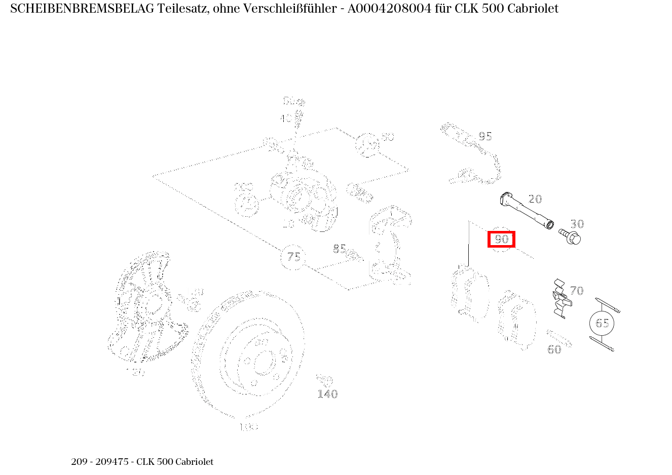 Scheibenbremsbelag Teilesatz, ohne Verschleißfühler CLK 500 Cabriolet 209