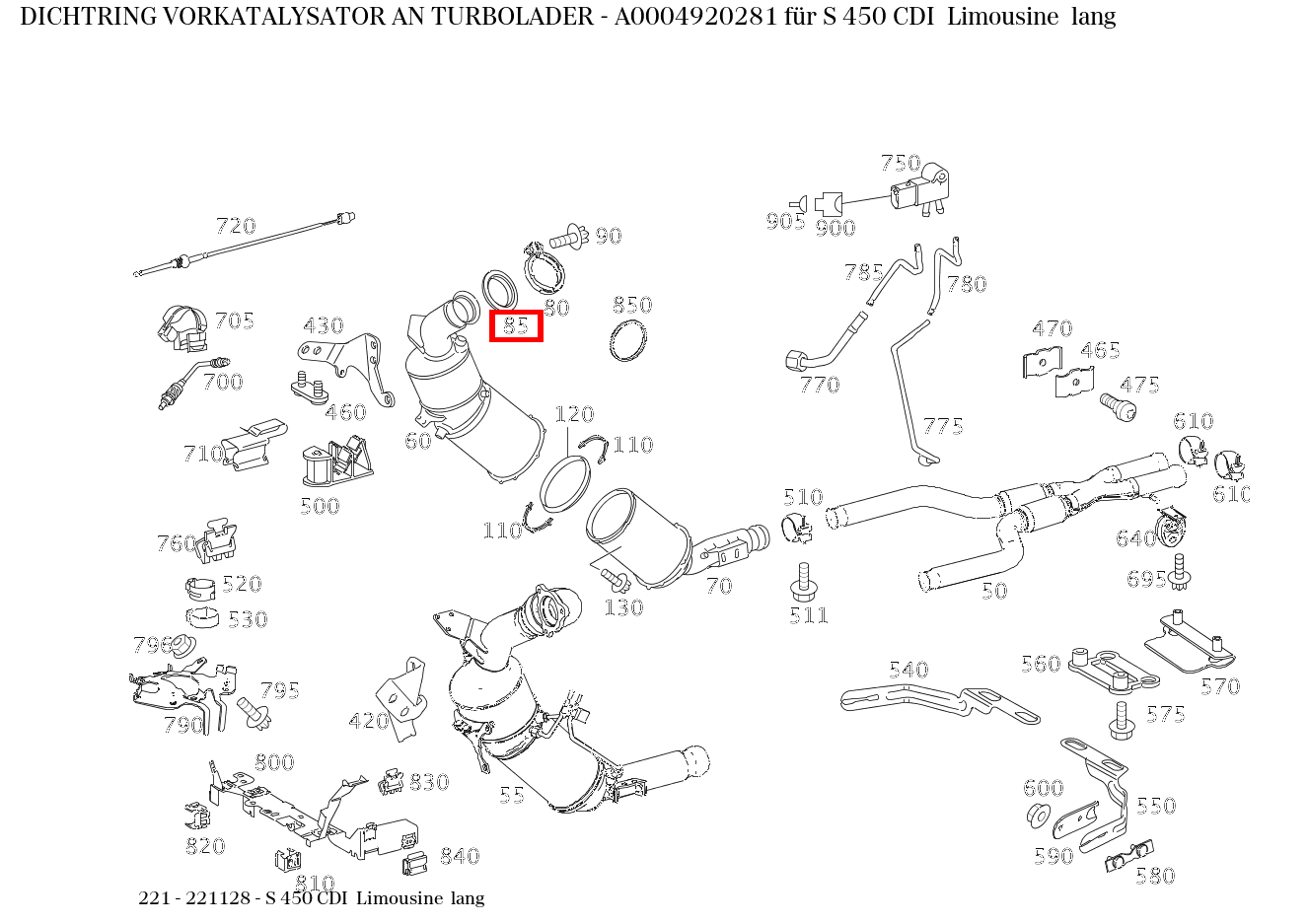 Dichtring VORKATALYSATOR AN TURBOLADER S 450 CDI Limousine lang 221 Dichtring VORKATALYSATOR AN TURBOLADER S 450 CDI Limousine lang 221