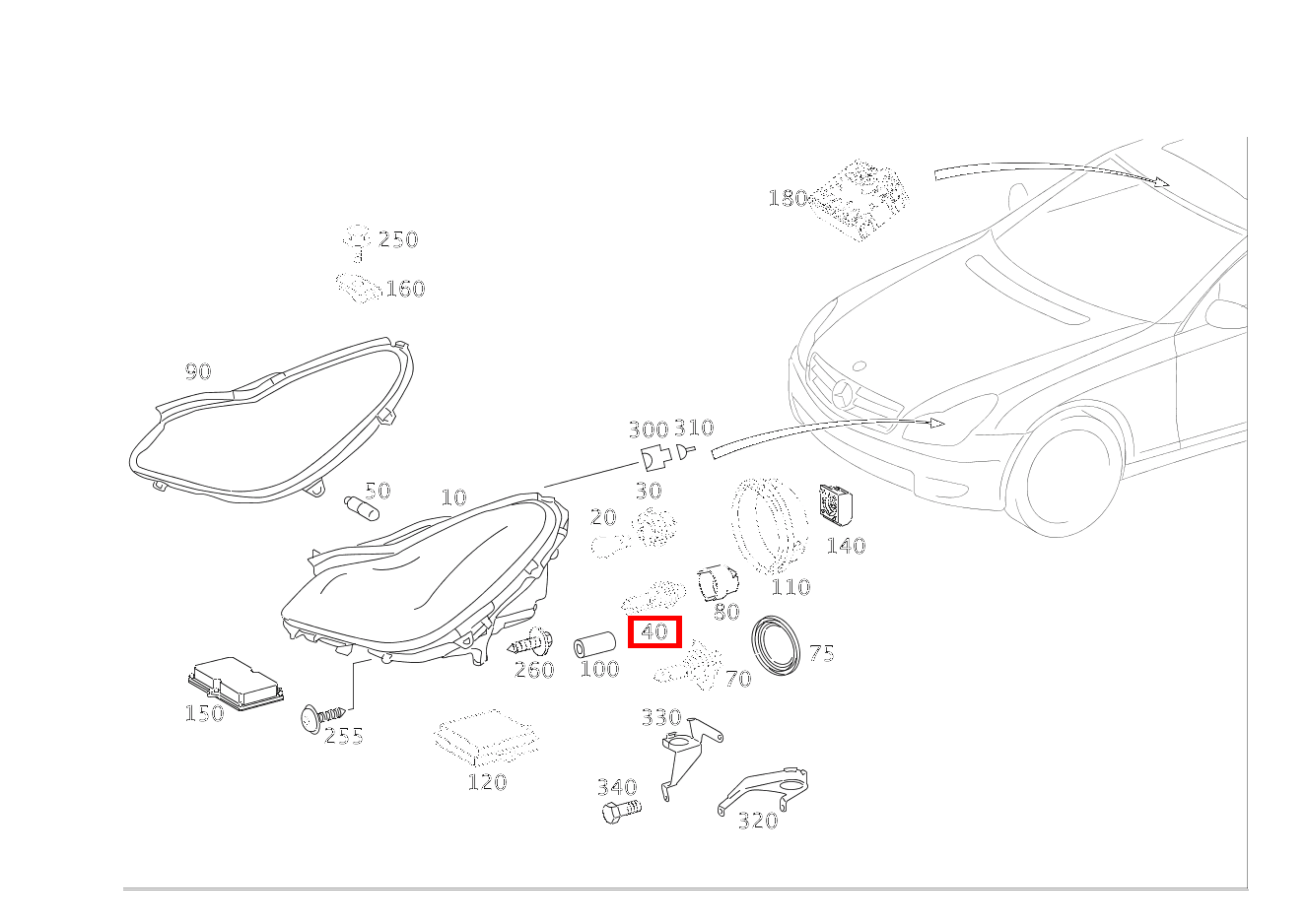 GASENTLAD.LAMPE Abblendlicht und Fernlicht; D2S 12V-35W CLS 55 AMG 219