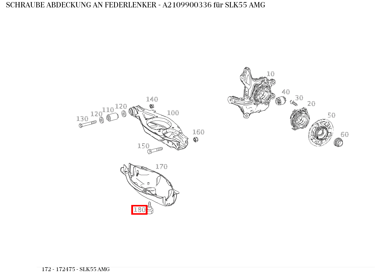 Schraube ABDECKUNG AN FEDERLENKER SLK55 AMG 172 Schraube ABDECKUNG AN FEDERLENKER SLK55 AMG 172