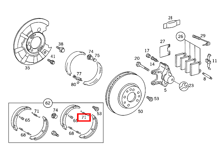 Zugfeder BREMSBACKENRUECKHOLUNG S 350 Turbodiesel 140
