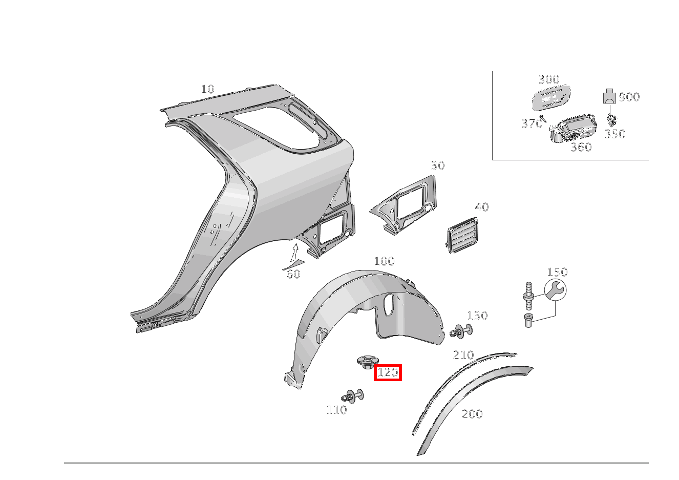 KUNSTSTOFFMUTTER ABDECKUNG HINTEN RECHTS GLE 350 4MATIC 166