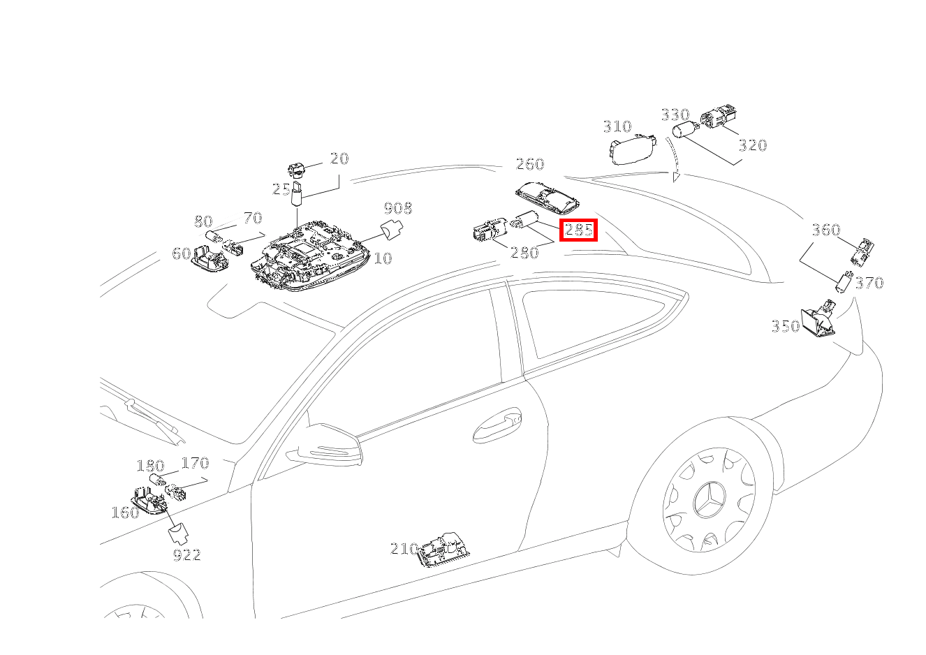 Glühlampe DECKENLEUCHTE HINTEN; 12V-6W C63AMG BlackSeries 204 Glühlampe DECKENLEUCHTE HINTEN; 12V-6W C63AMG BlackSeries 204