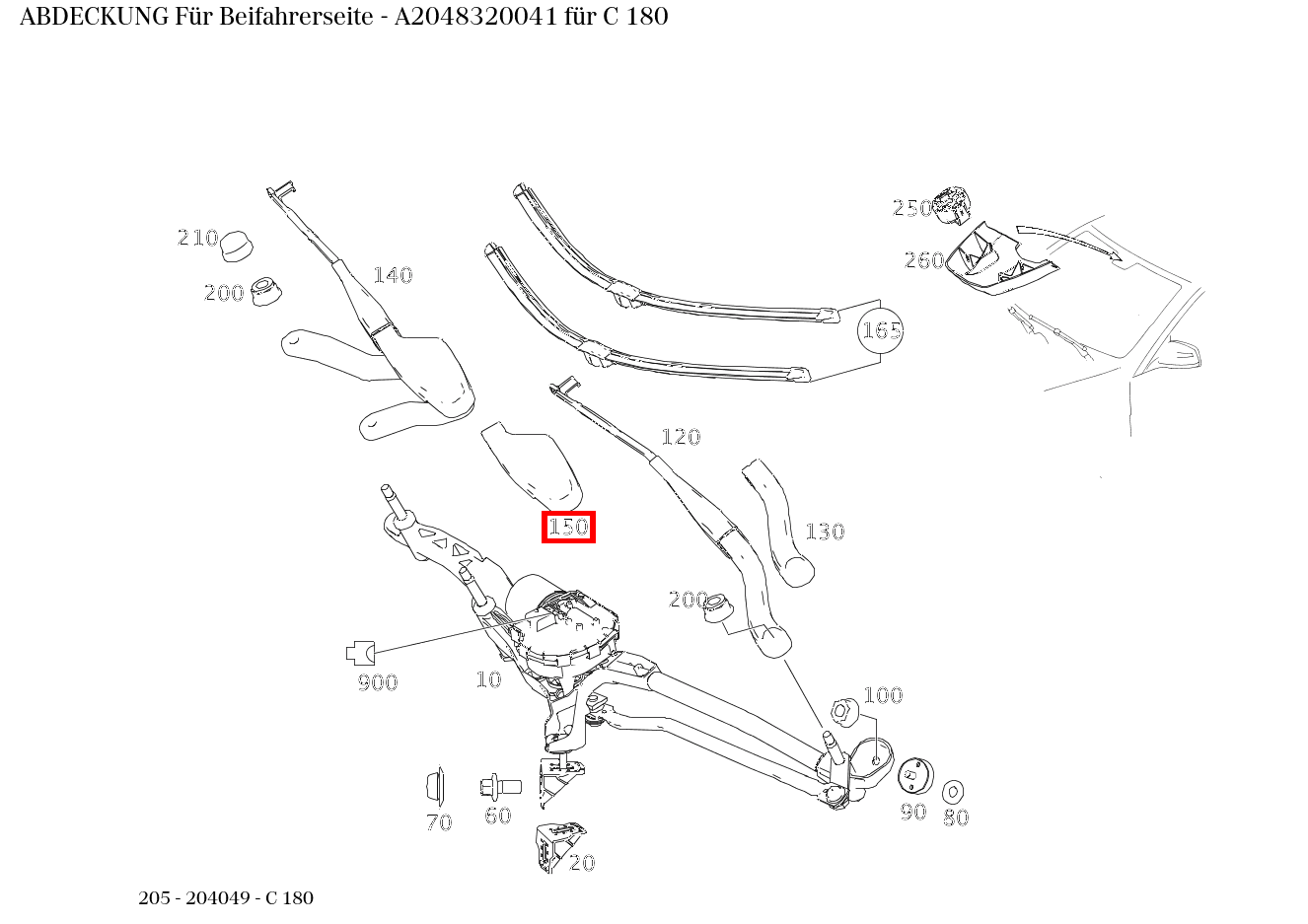 Abdeckung Für Beifahrerseite C 180 205
