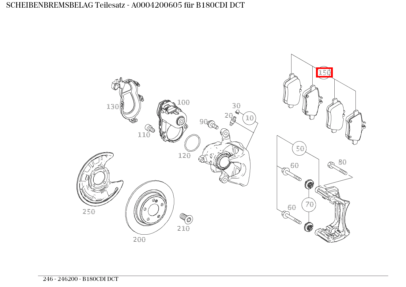 Scheibenbremsbelag Teilesatz B180CDI DCT 246 Scheibenbremsbelag Teilesatz B180CDI DCT 246