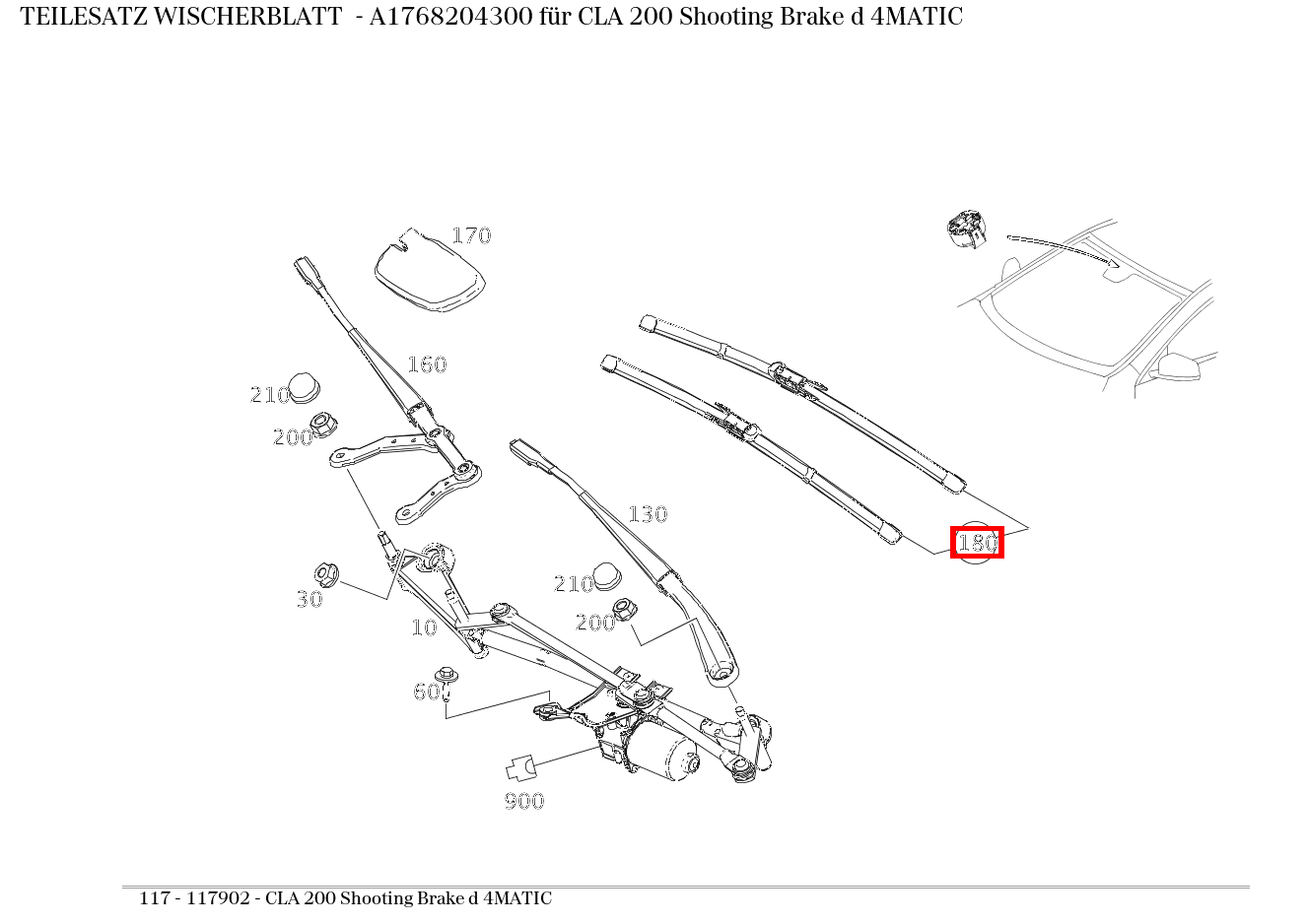 Teilesatz Wischerblatt CLA 200 Shooting Brake d 4MATIC 117