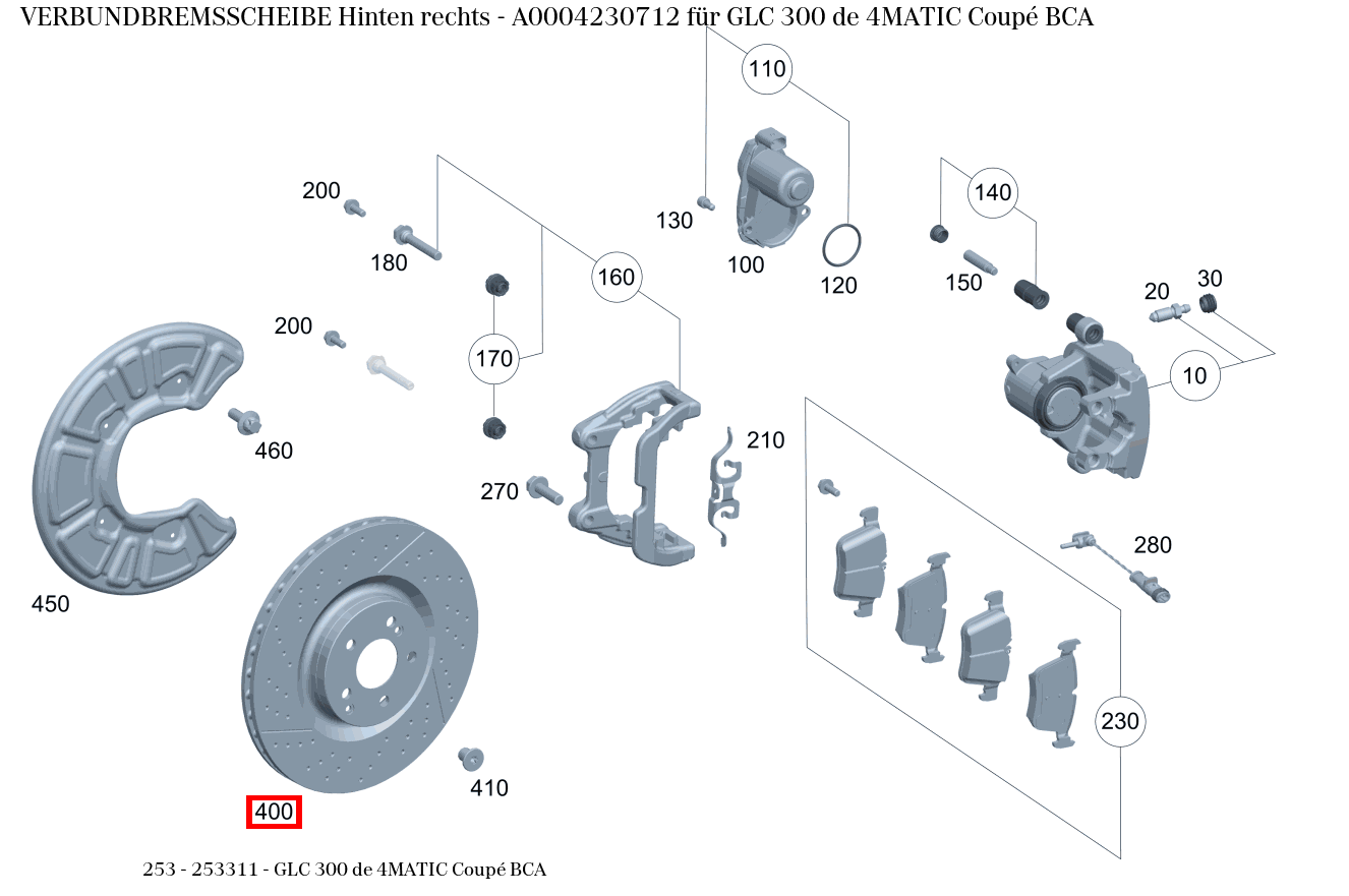 Verbundbremsscheibe Hinten rechts GLC 300 de 4MATIC Coupé BCA 253 Verbundbremsscheibe Hinten rechts GLC 300 de 4MATIC Coupé BCA 253