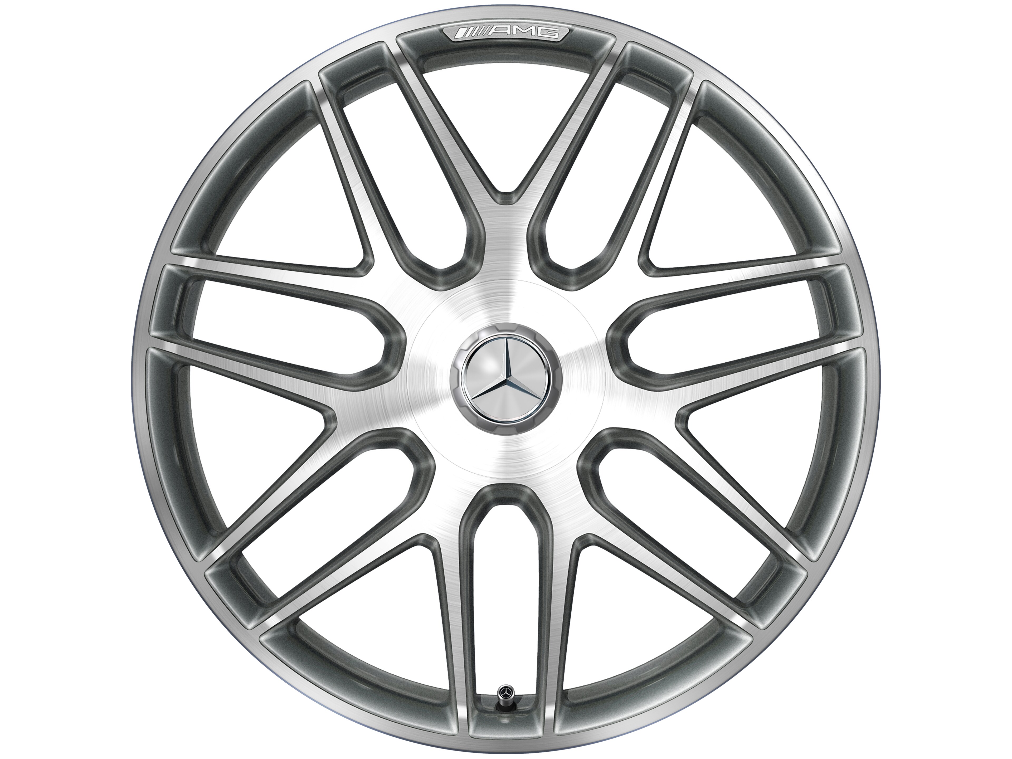 AMG Schmiederad im Kreuzspeichen-Design, 50,8 cm (20 Zoll), glanzgedreht 9,5 J x 20 ET 25, titangrau