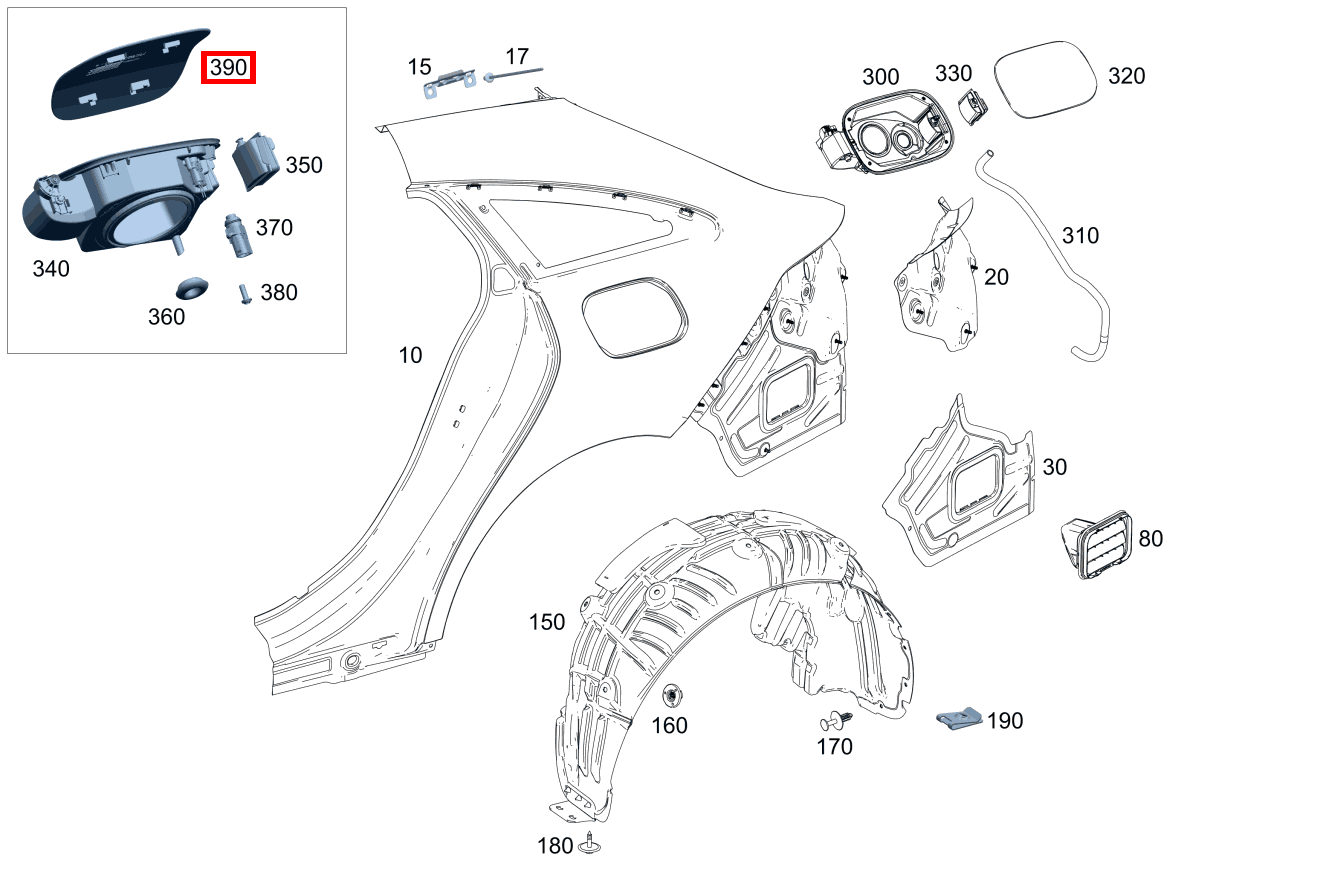 Beplankung Steckdosenmulde CLA 250 e Shooting Brake 118