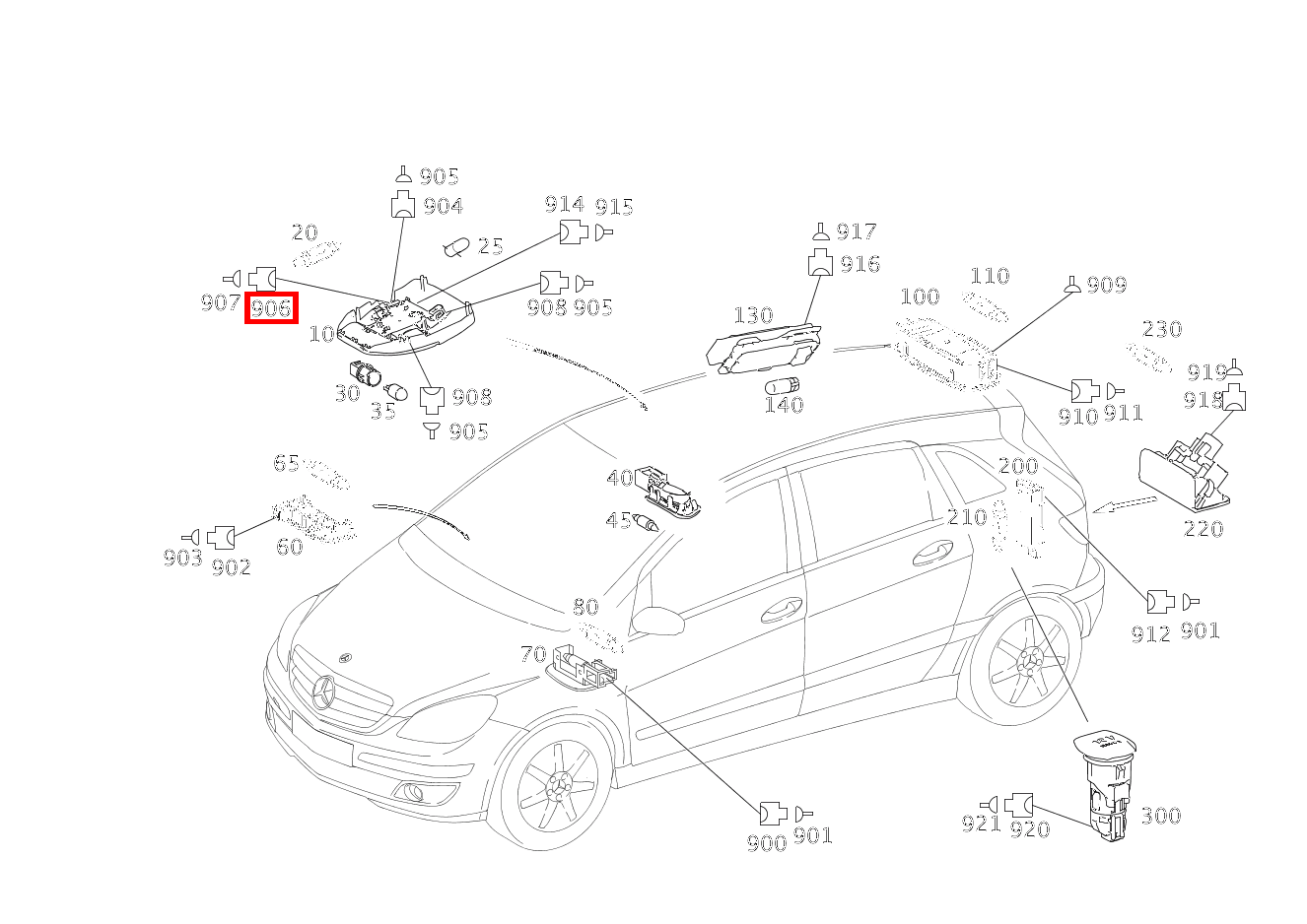 Stecker MAKE-UP-SPIEGEL E14/5; 4-PIN MQS B 200 Turbo Sports Tourer 245